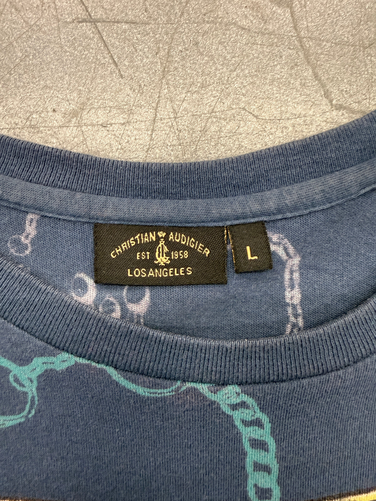 CHRISTIAN AUDIGIER FOREVER GOLD CHAIN NAVY TEE