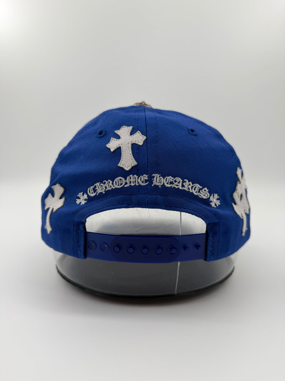CHROME HEARTS CEMETERY CROSS-PATCH BASEBALL CAP - BLUE/WHITE
