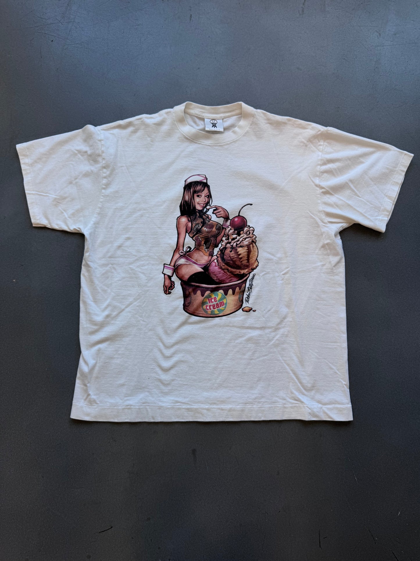 BILLIONAIRE BOYS CLUB X ROCKIN' JELLY BEAN ICE CREAM WOMAN TEE (ICE CREAM MADE IN JAPAN TAG)