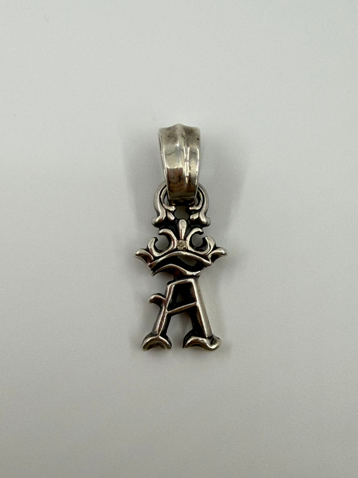 BILL WALL LEATHER BWL "A" CROWN SILVER PENDANT W/ DIAMOND