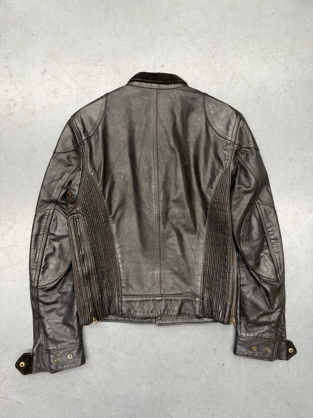 BELSTAFF GOLD LABEL CORDUROY COLAR LEATHER BIKER JACKET