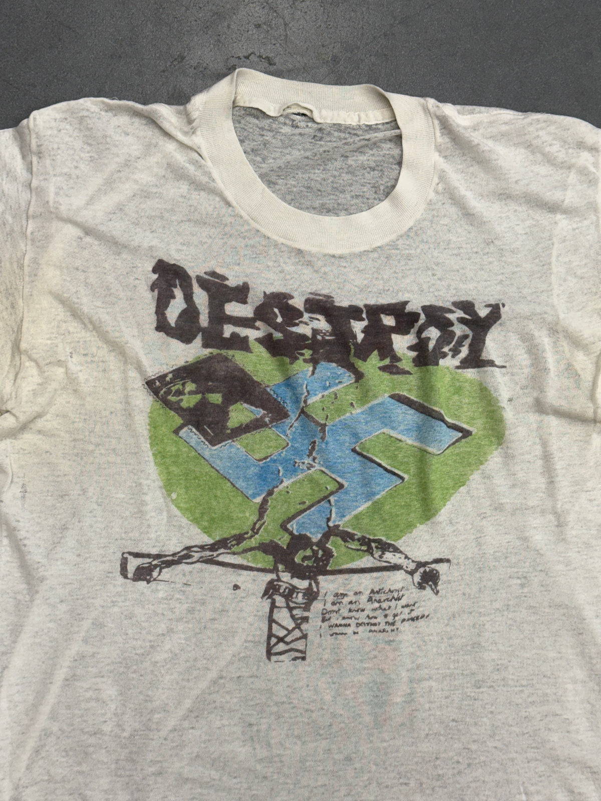 1976 VIVIENNE WESTWOOD/MALCOLM MCLAREN SEDITIONARIES "DESTROY" TEE (PULLED TAG)