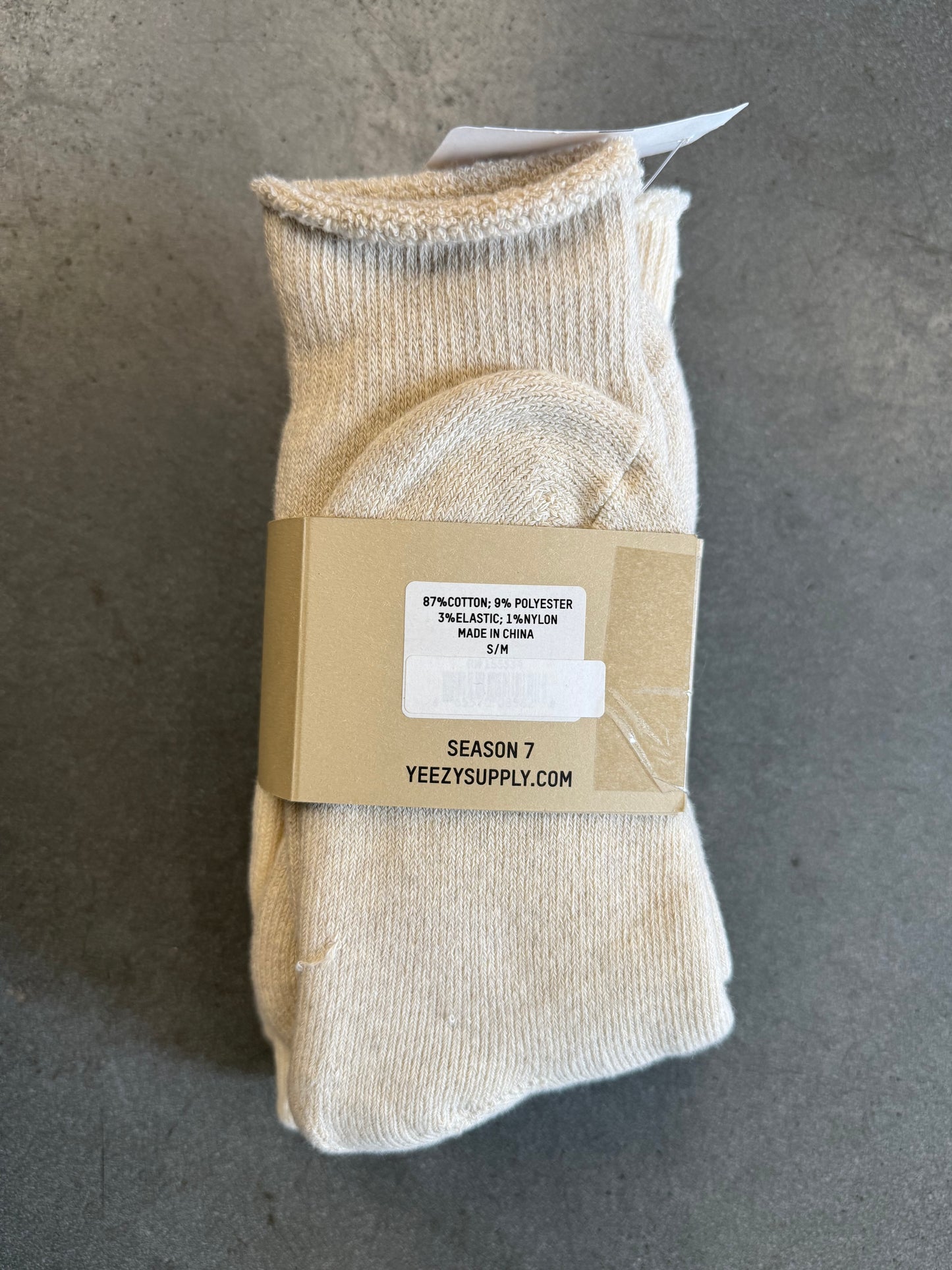 YEEZY SEASON 7 BOUCLETTE SOCKS S/M - BEIGE (NWT)