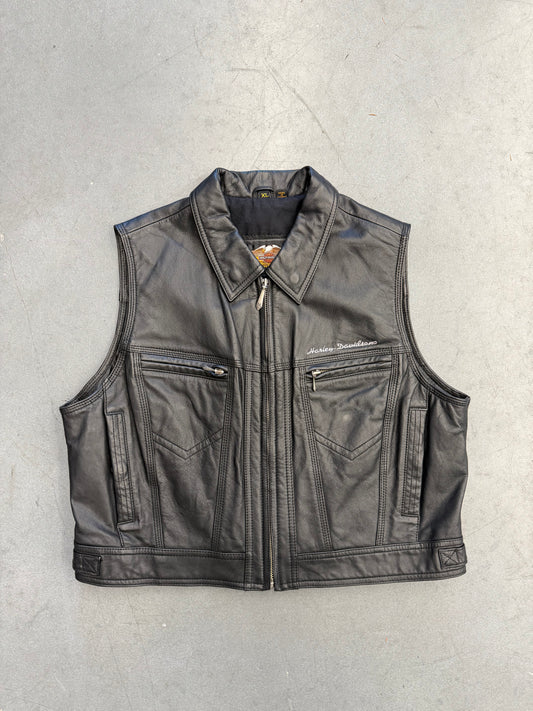 VINTAGE WOMEN'S HARLEY-DAVIDSON COLLARED LEATHER VEST