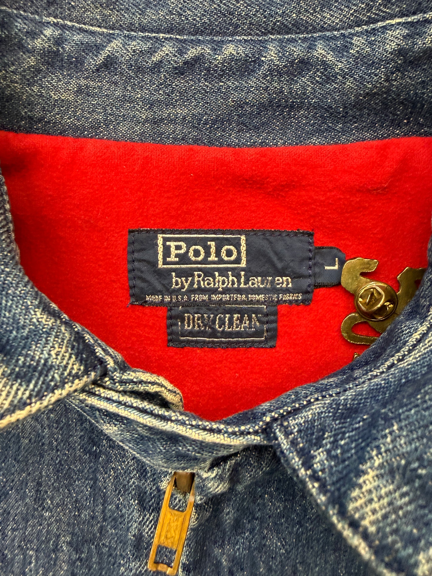 90'S POLO RALPH LAUREN FULL-ZIP HARRINGTON DENIM JACKET