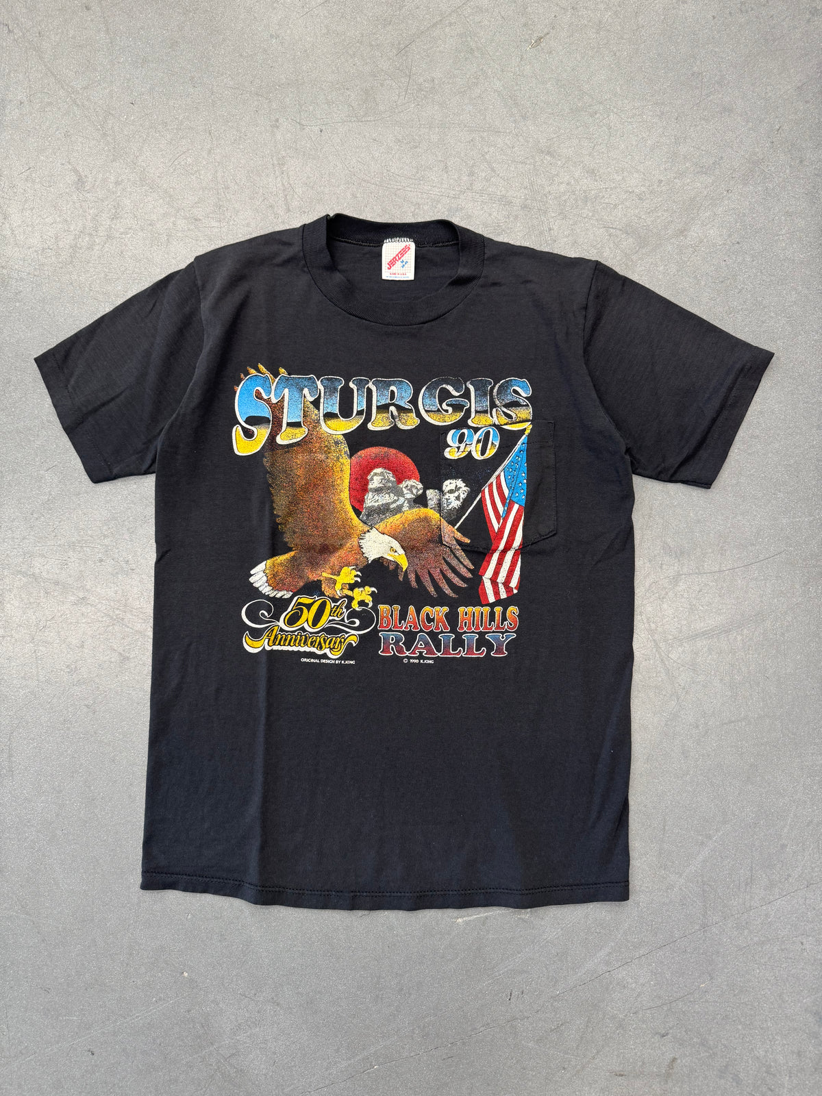1990 STURGIS BLACK HILLS RALLY 50TH ANNIVERSARY TEE (JERZEES TAG)