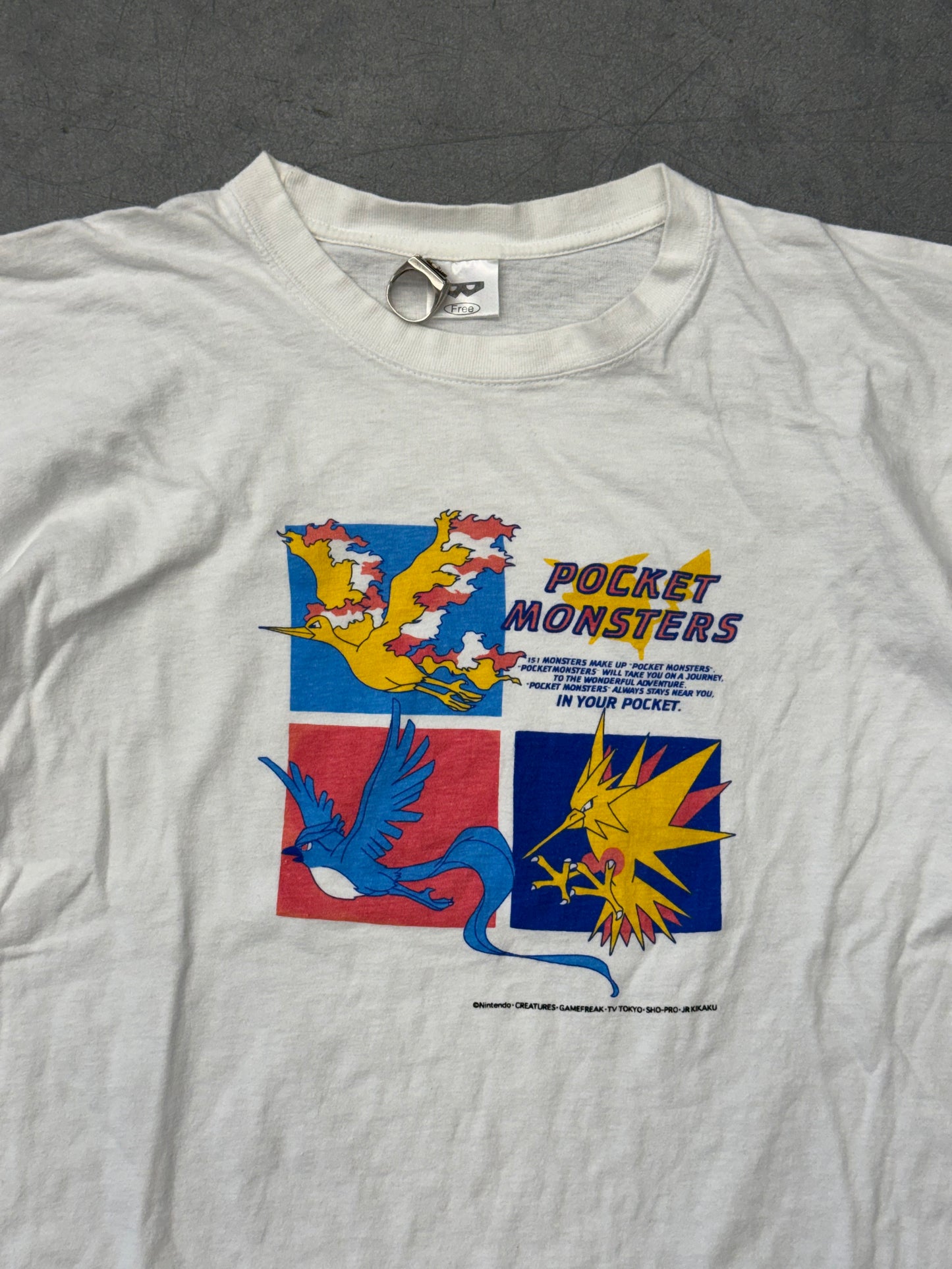 90'S NINTENDO POKEMON POCKET MONSTERS LEGENDARY BIRDS JAPANESE PROMO TEE (BANPRESTO TAG)