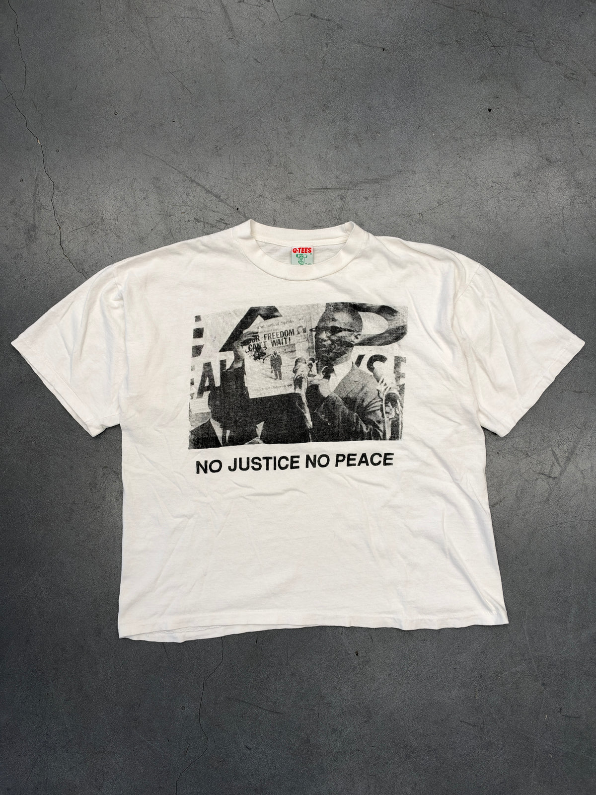 90S NO JUSTICE NO PEACE MALCOLM X TEE (Q-TEES TAG)