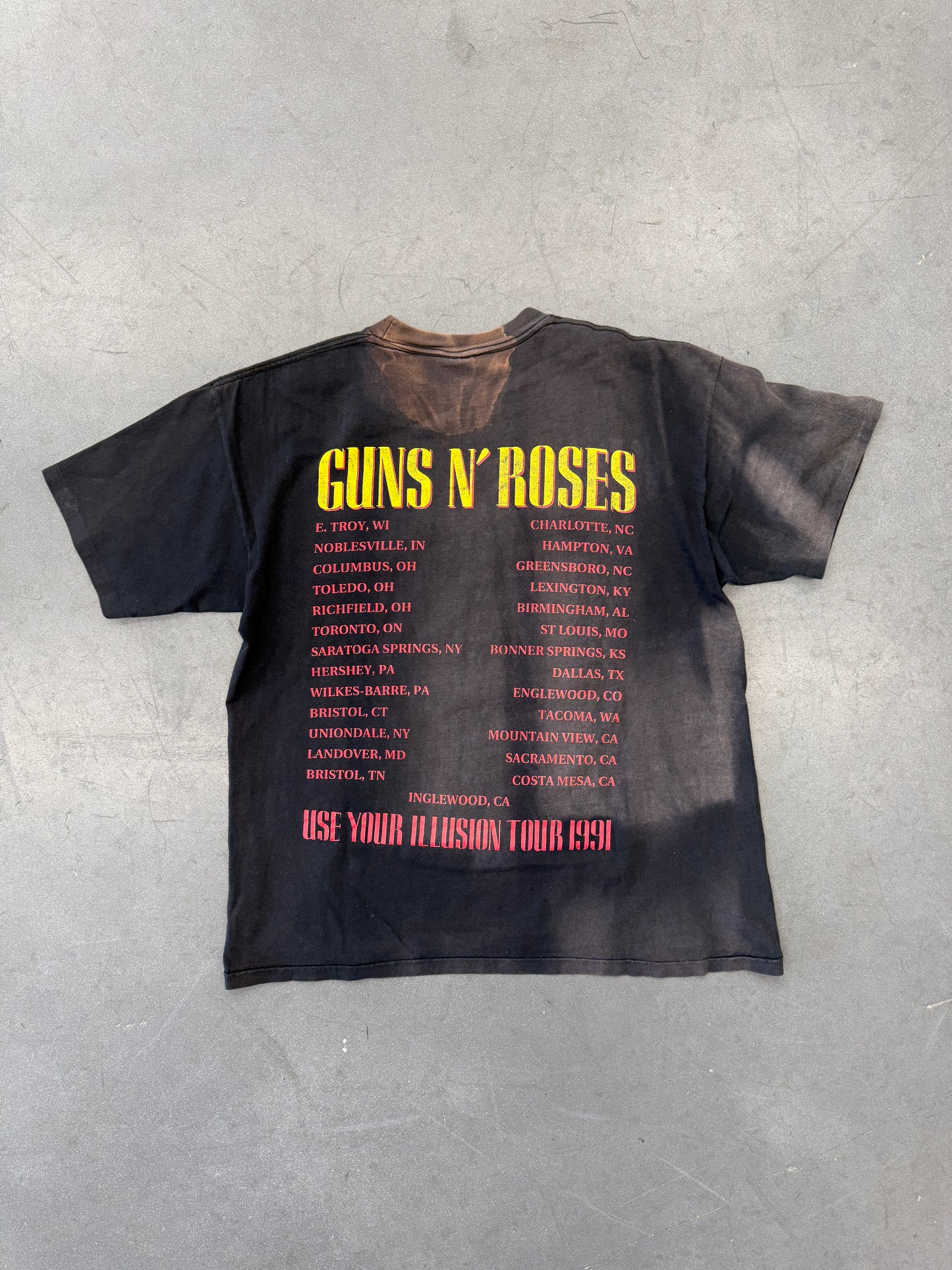 1991 GUNS 'N ROSES USE YOUR ILLUSION TOUR TEE (BROCKUM TAG)