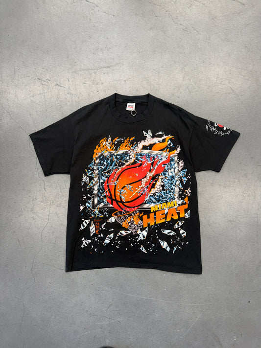 1992 MIAMI HEAT SHATTERED BACKBOARD TEE (RED BAR ANVIL TAG) - XL