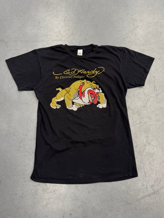 Y2K ED HARDY RHINESTONE BULLDOG TEE