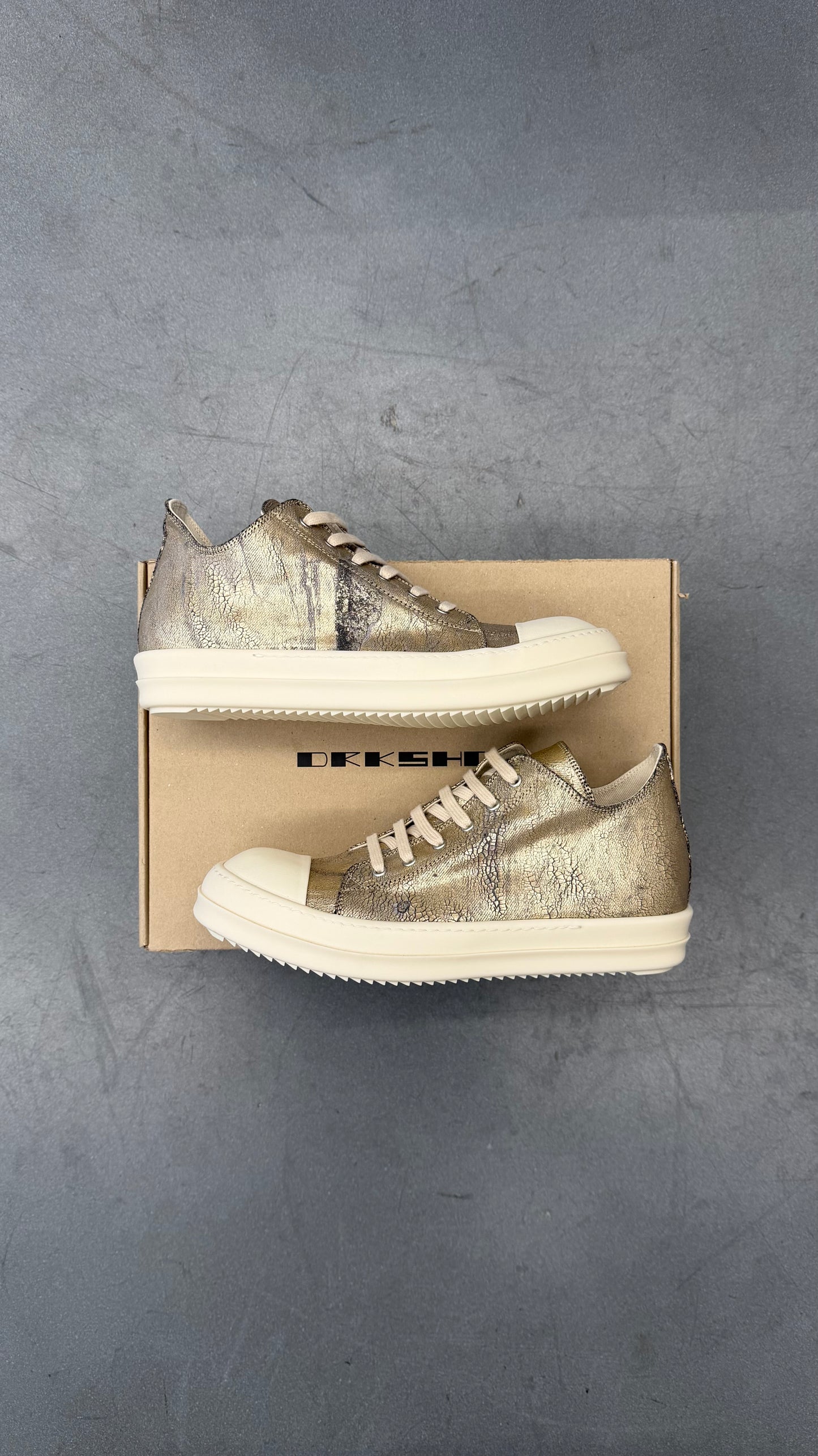 RICK OWENS DRKSHDW LOW-TOP RAMONES SNEAKS - LIGHT GOLD