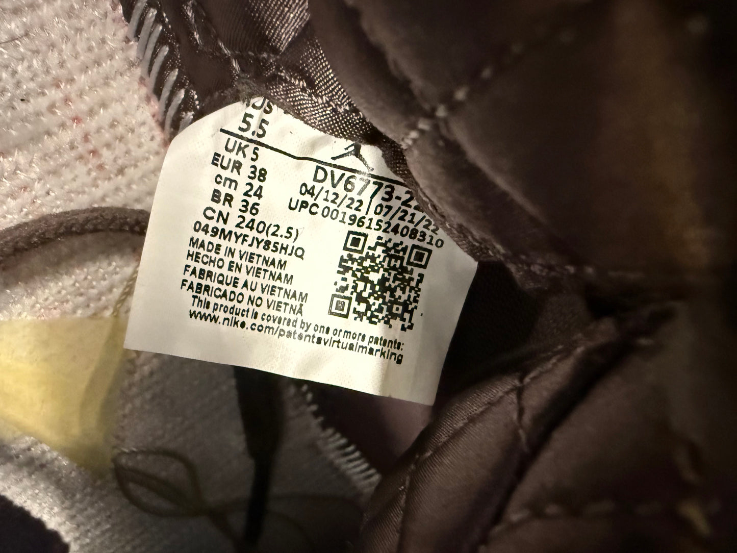 2022 SIZE 5.5 JORDAN 4 RETRO SP A MA MANIERE VIOLET ORE (PRE-OWNED WITH BOX)