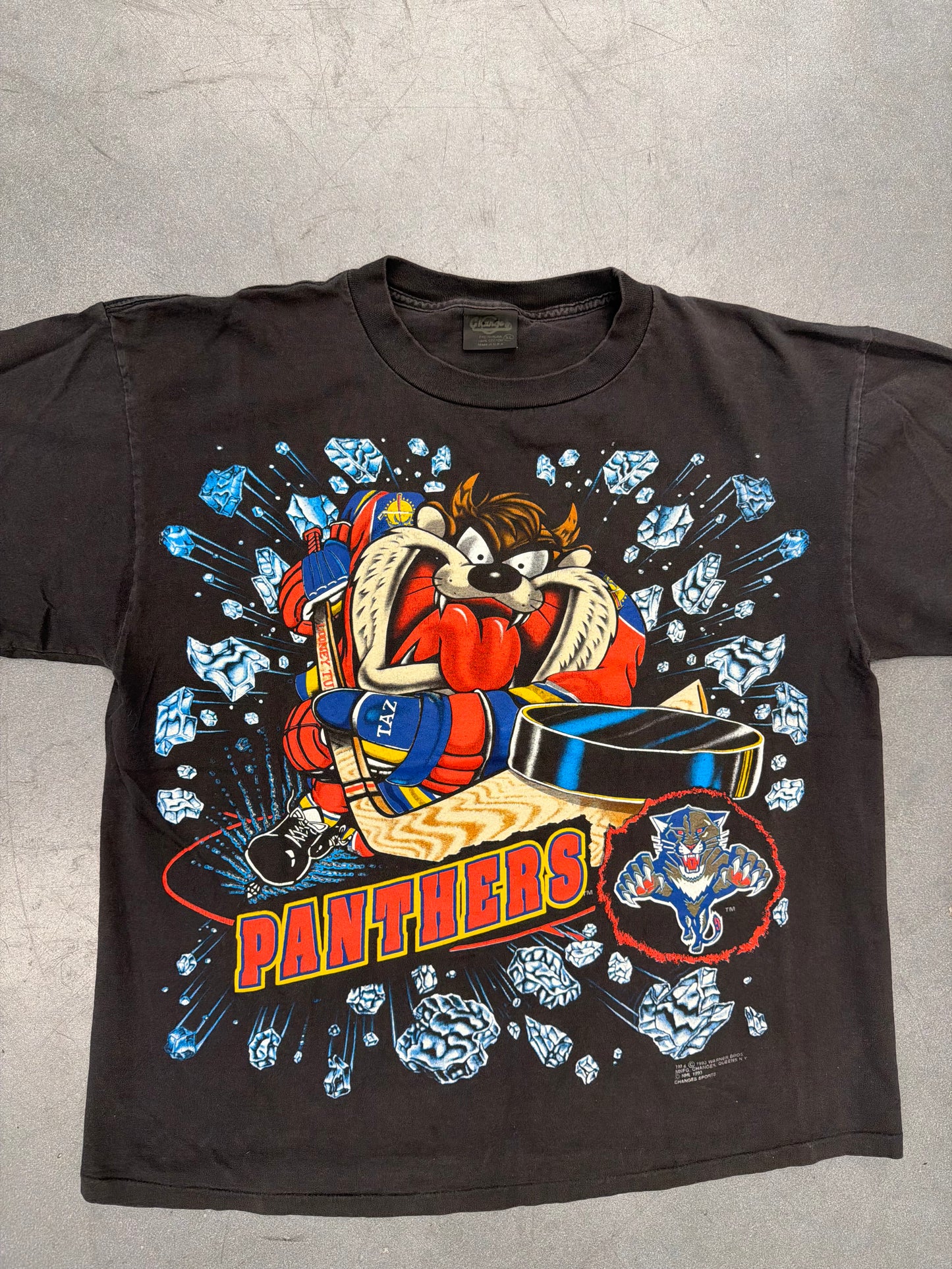 1993 FLORIDA PANTHERS TAZ BREAKING ICE TEE (CHANGE'S TAG)