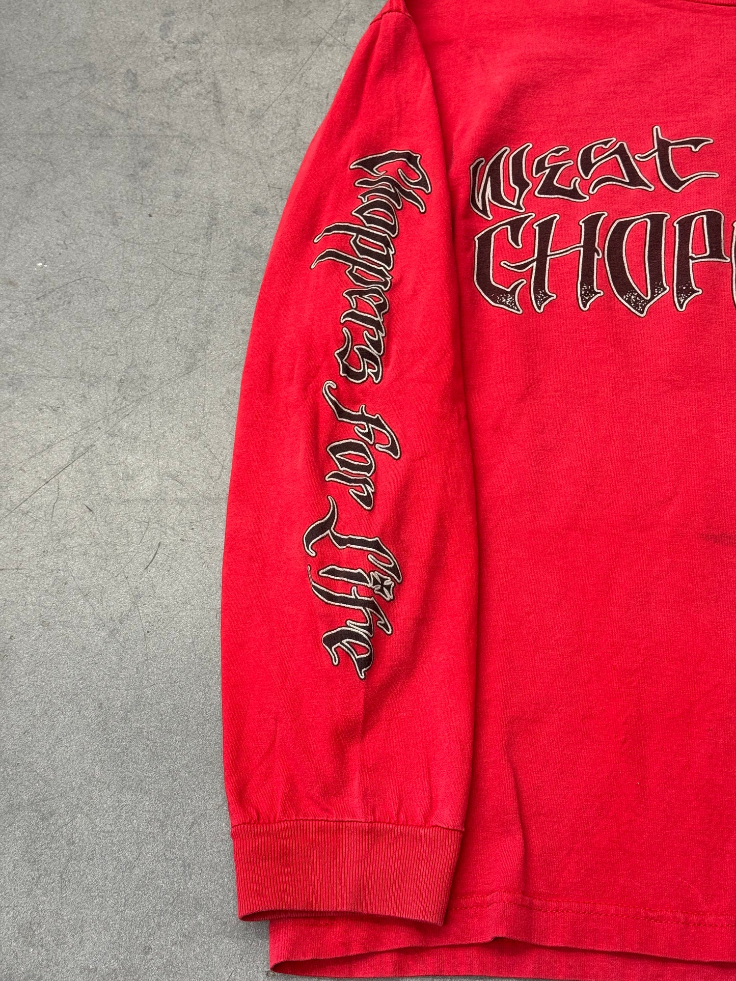 00'S WEST COAST CHOPPERS "CHOPPERS FOR LIFE" LS SPELLOUT TEE ( CUT TAG)
