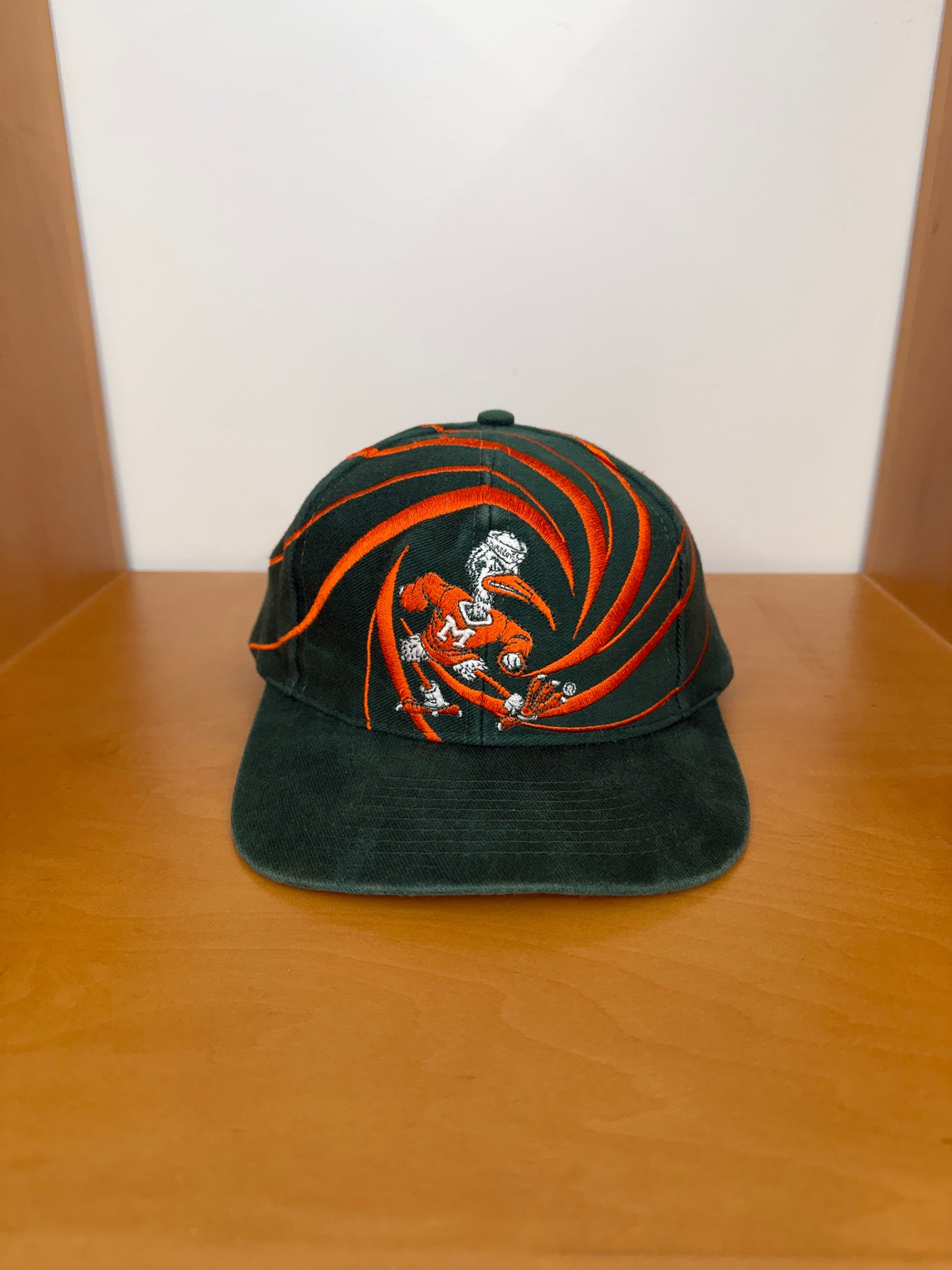 90S UNIVERSITY OF MIAMI DREW PEARSON EMBROIDERED CYCLONE SNAPBACK HAT