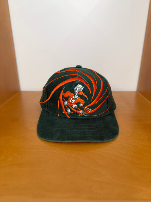90S UNIVERSITY OF MIAMI DREW PEARSON EMBROIDERED CYCLONE SNAPBACK HAT