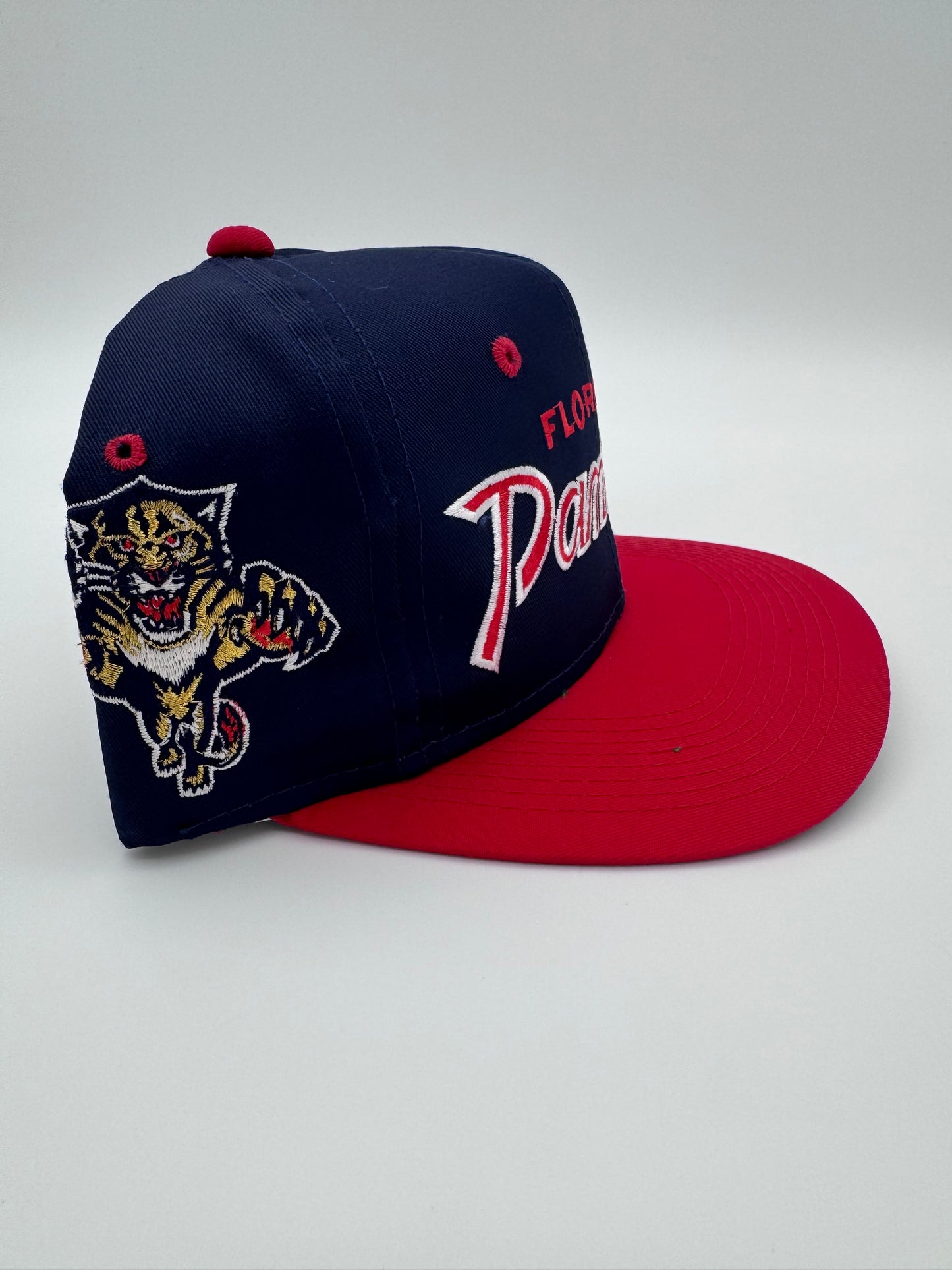 90S FLORIDA PANTHERS SCRIPT SPORTS SPECIALTIES SNAPBACK HAT NAVY