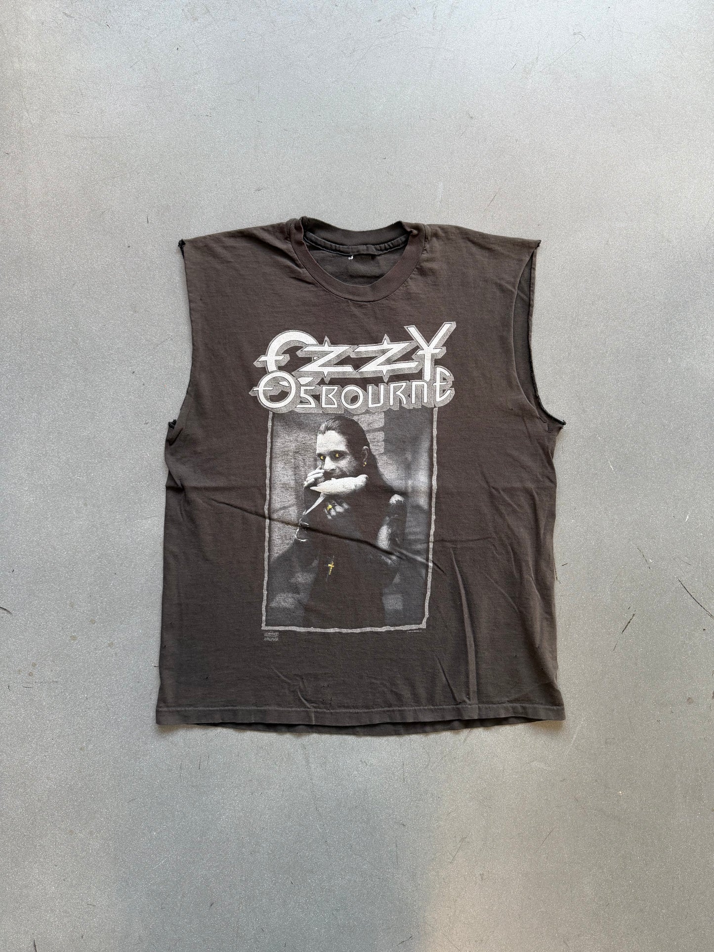 1992 OZZY OSBOURNE THE LAST BLOODY SHOWS CUT-OFF TEE (PULLED TAG)