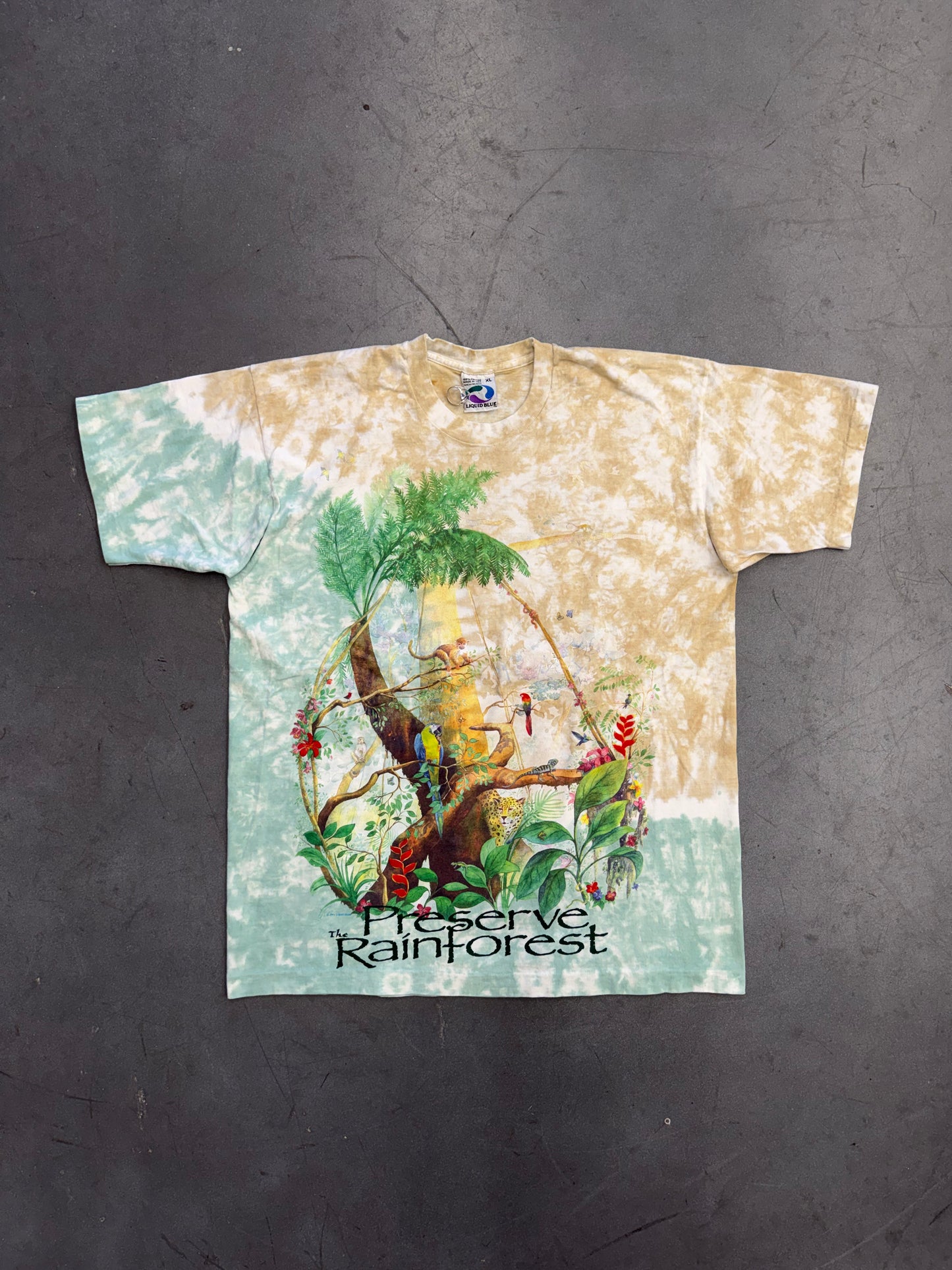 1991 PRESERVE THE RAINFORST AOP TEE (LIQUID BLUE TAG)