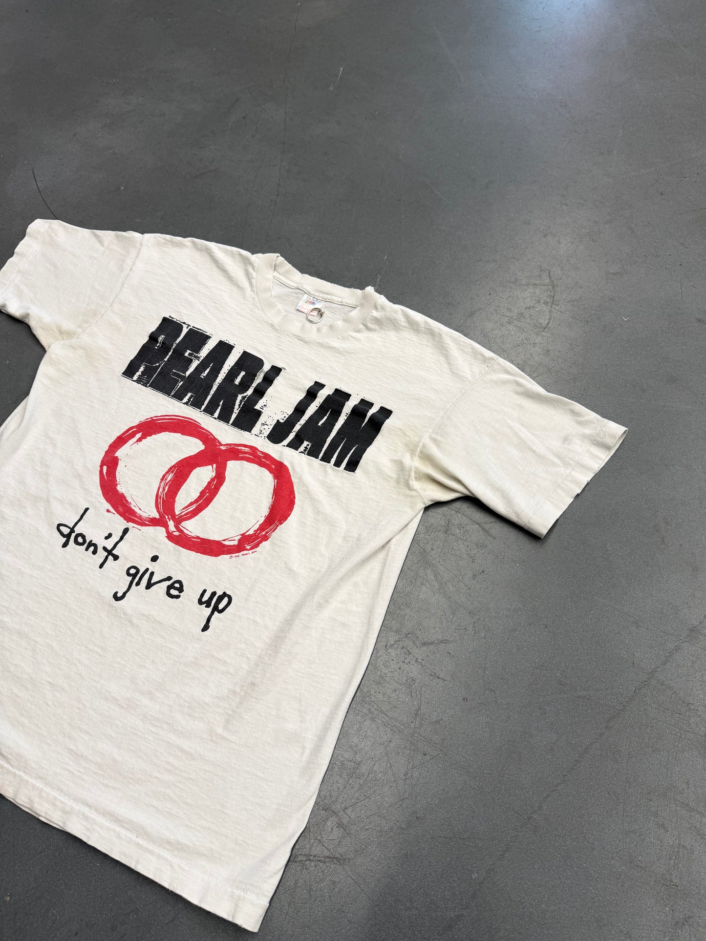 1992 PEARL JAM DON'T GIVE UP EUROPEAN SUMMER TOUR TEE (FOTL TAG)