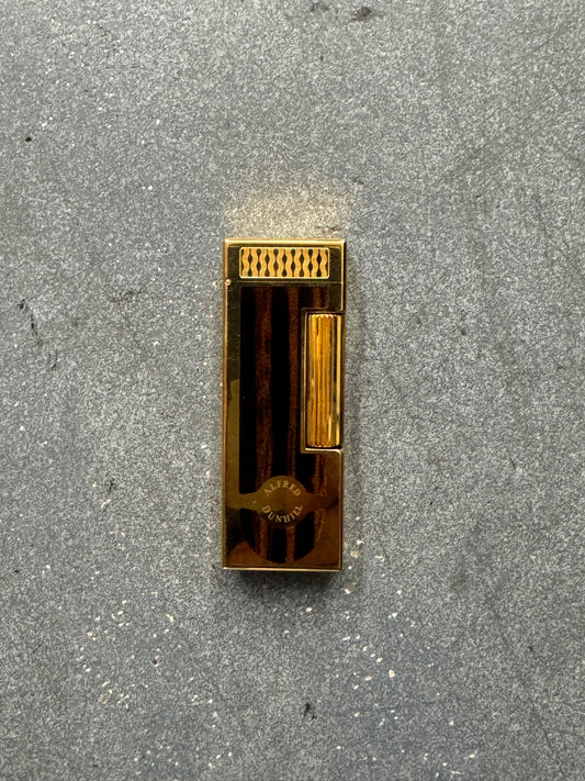 VINTAGE DUNHILL ROLLAGAS BROWN LACQUER GOLD PLATED LIGHTER (27065)
