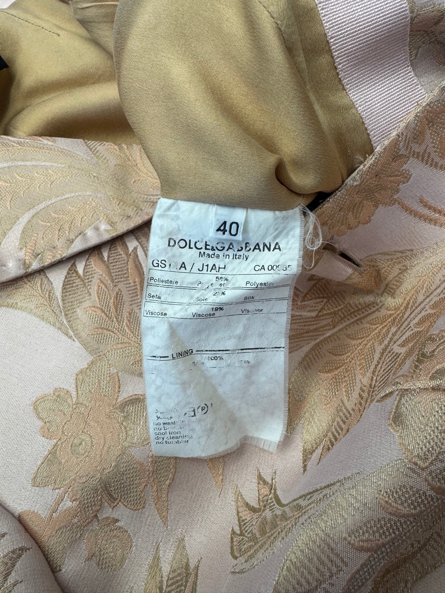 VINTAGE DOLCE & GABBANA FLORAL PRINT EMBELLISHED LINEN MINI DRESS
