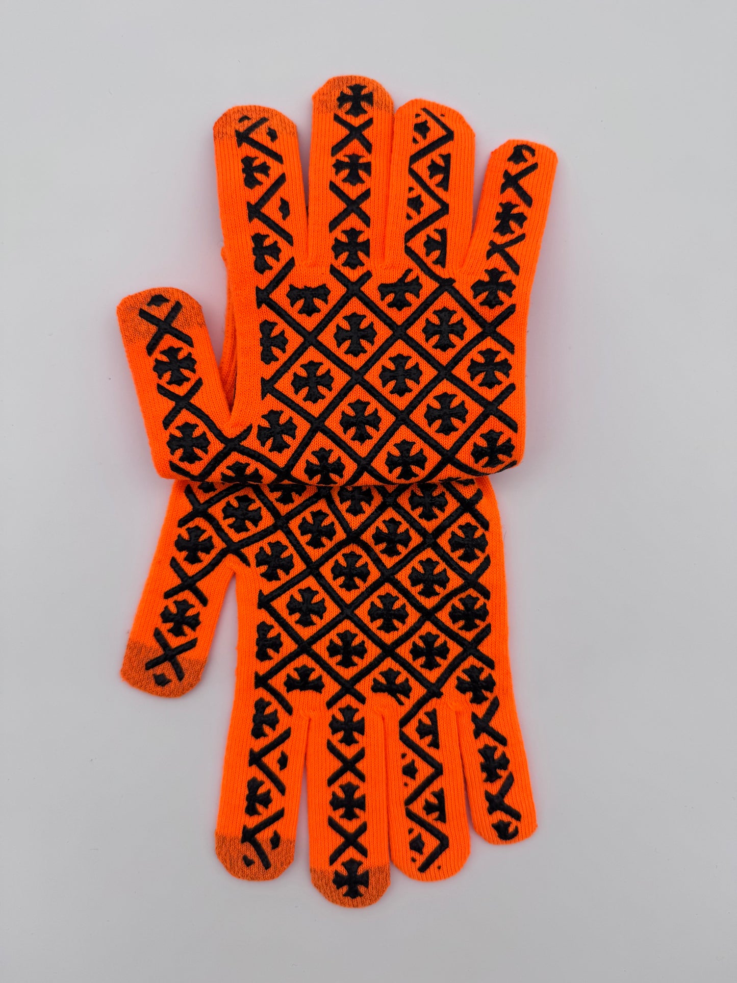CHROME HEARTS ORANGE CHECKMATE WORK GLOVES (NEW)