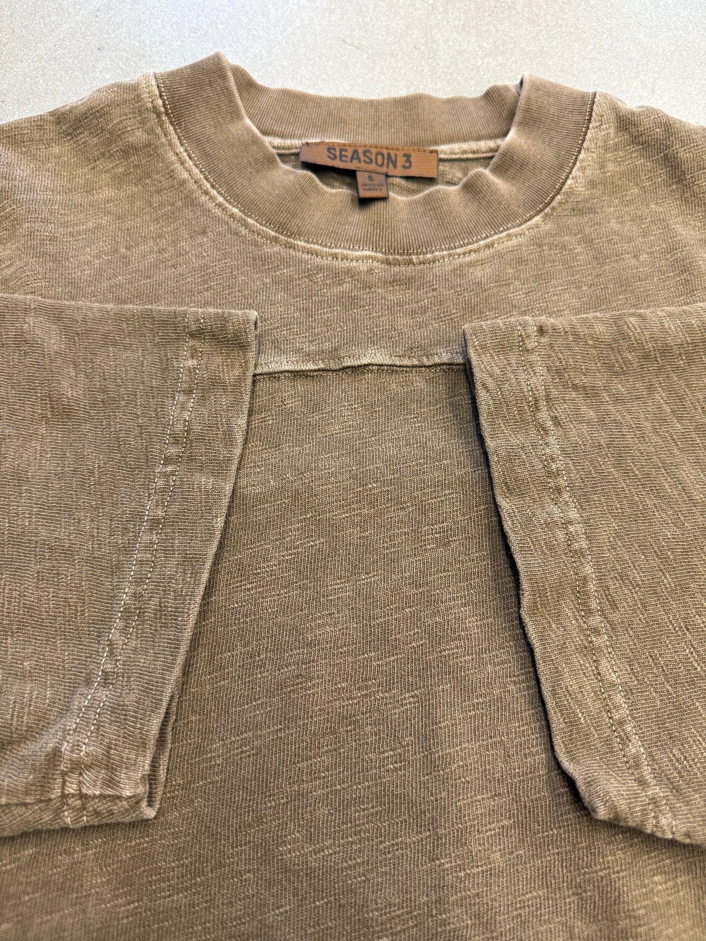 YEEZY SEASON 3 CROPPED COLLEGE SLUB KNIT TEE - GREEN (S)