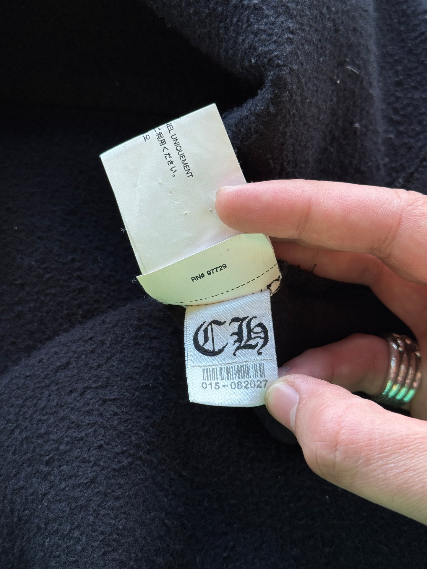 CHROME HEARTS LEATHER SLEEVE Y NOT HOODIE - BLACK (S)