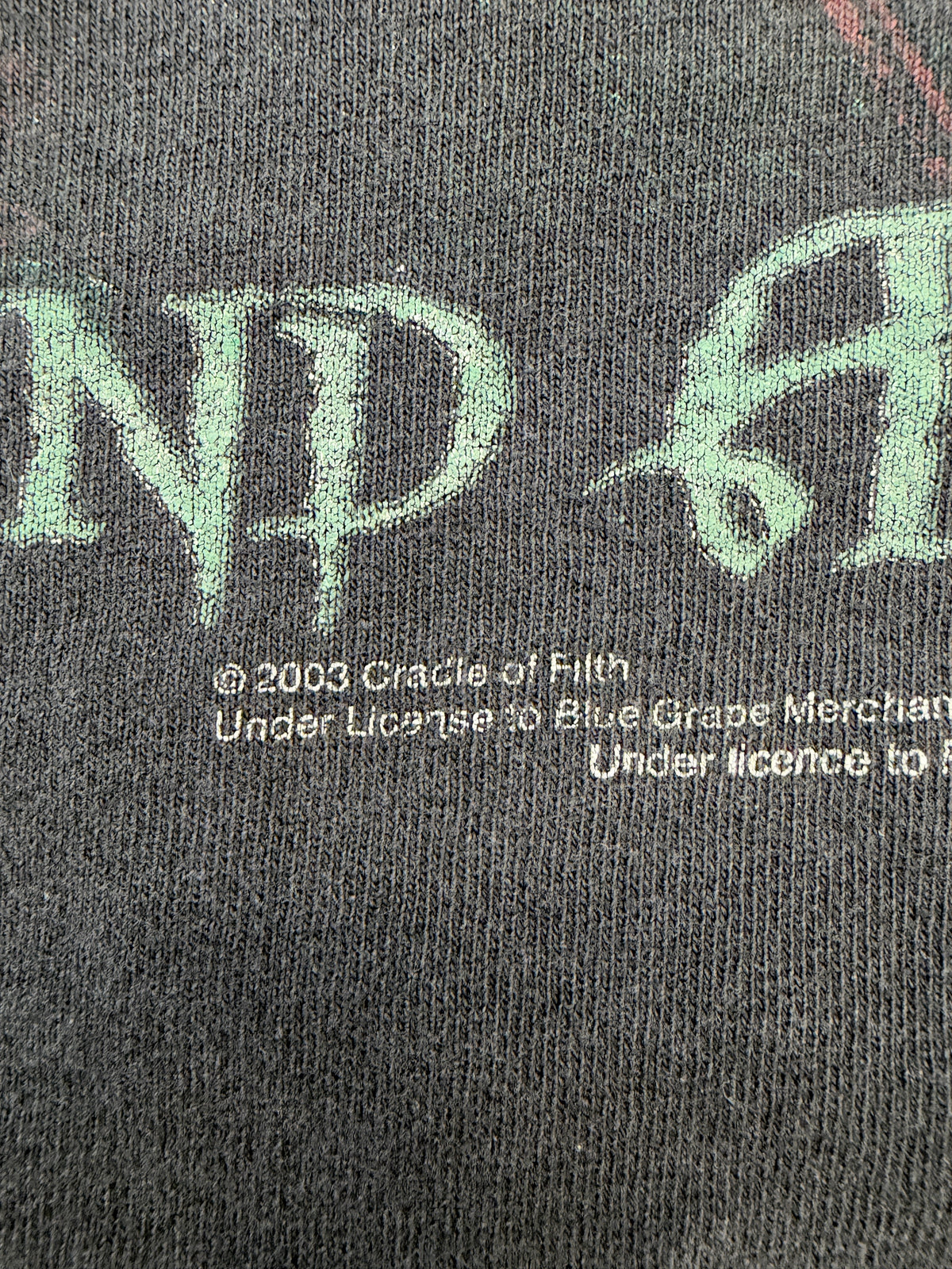 2003 CRADLE OF FILTH DAMNATION AND A DAY "THANK GOD FOR THE SUFFERING" CHOPPED TEE - TRIPLE A TAG)