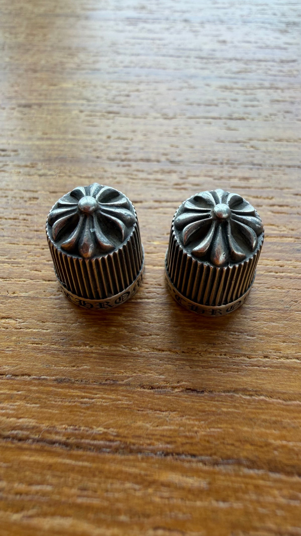 CHROME HEARTS SILVER TIRE VALVE CAPS (SET OF 2)
