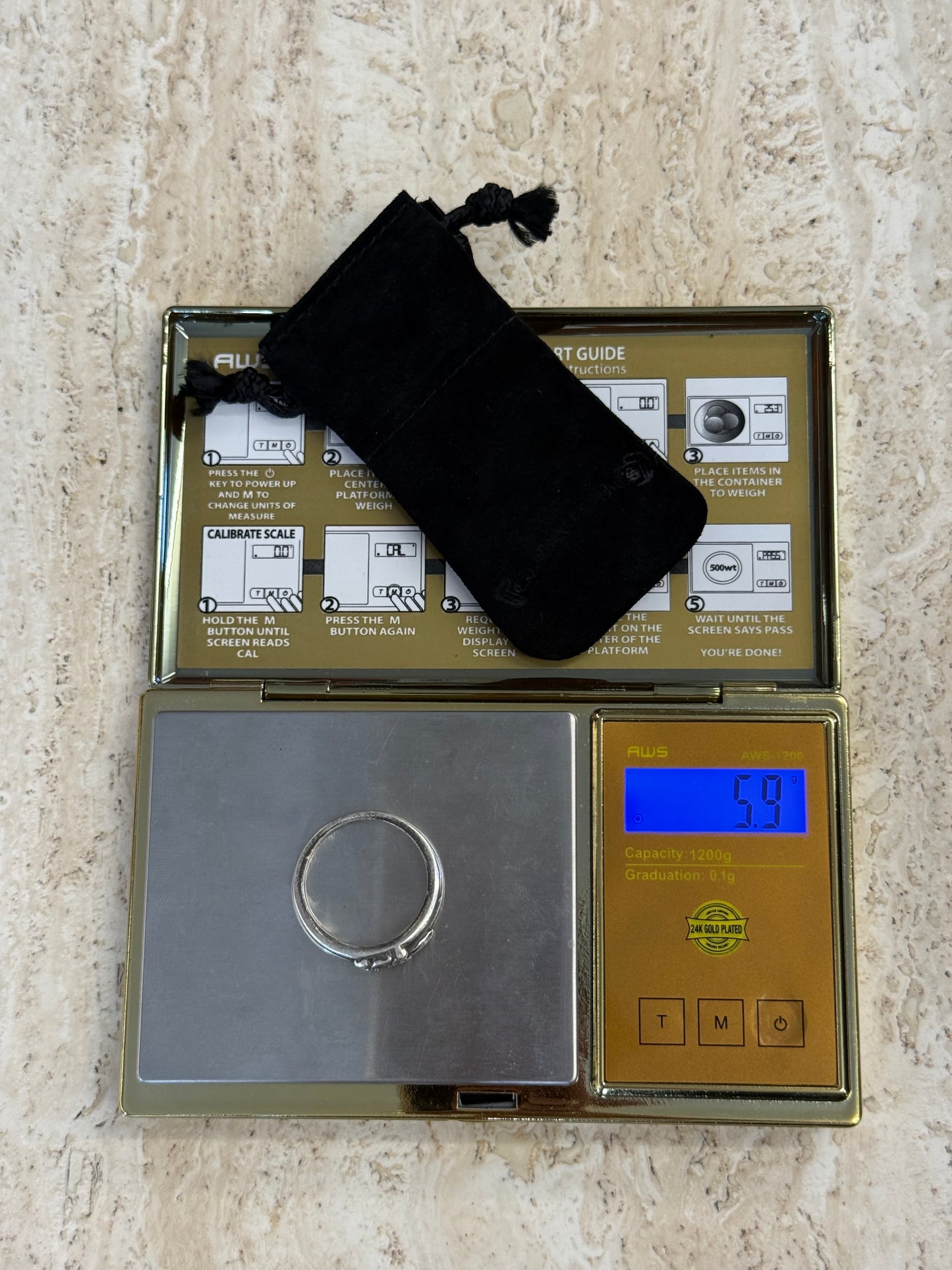 CHROME HEARTS DIAMOND BABY CLASSIC DAGGER SILVER RING (SI (5.8 GRAMS)