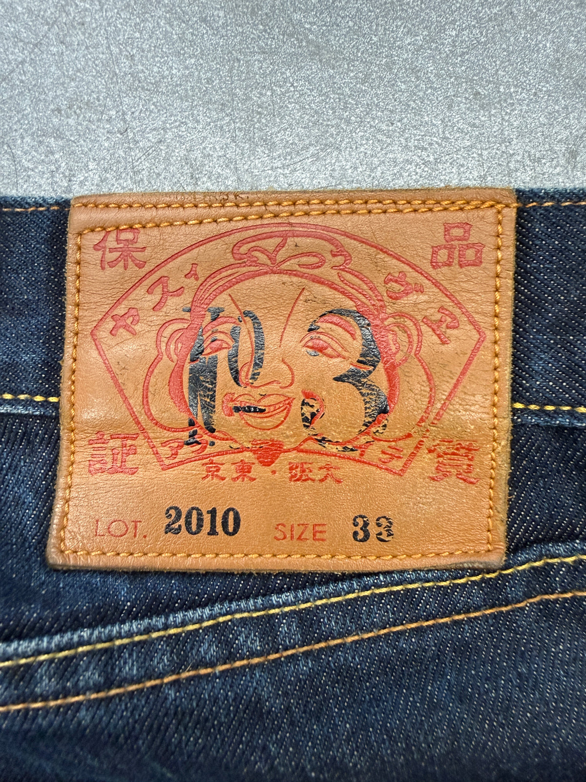 2010 EVISU DIACOCK LOGO POCKET DARK INDIGO JEANS