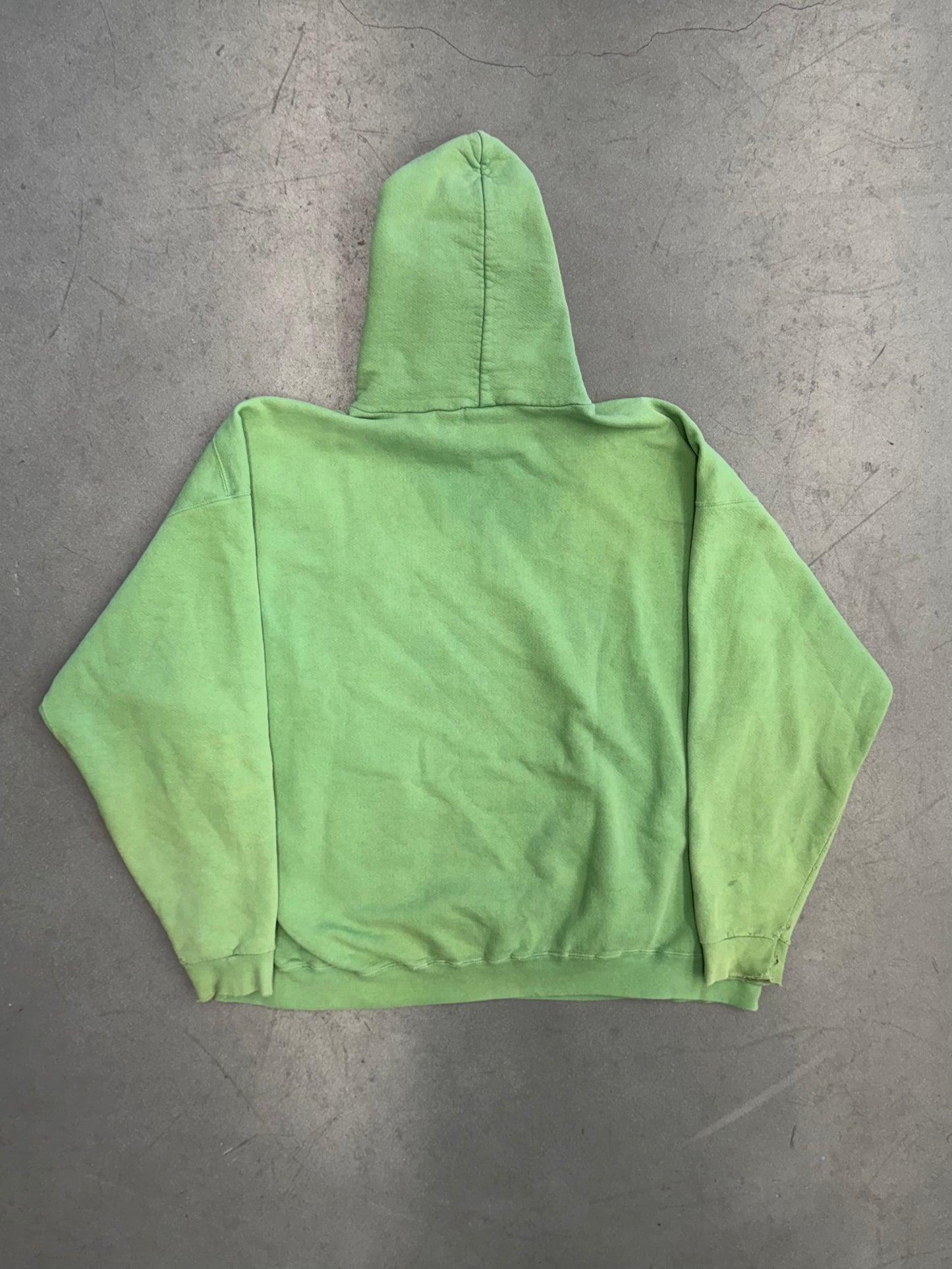 90S DISTRESSED NIKE SIDE SWOOSH PULLOVER HOODIE - GREEN OVER-DYED (NIKE RED SWOOSH TAG)