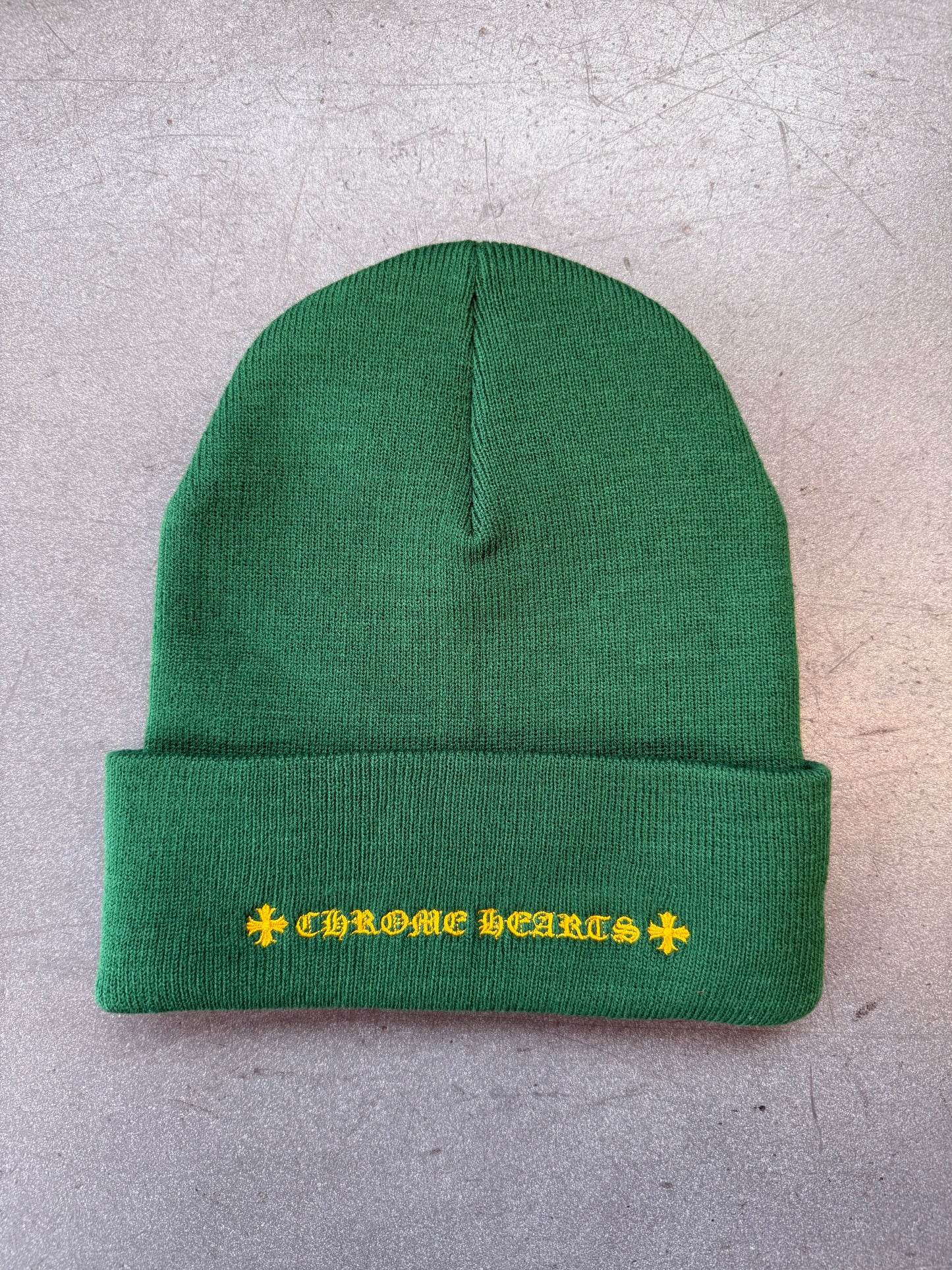 CHROME HEARTS WATCH CAP CH BEANIE - GREEN/YELLOW