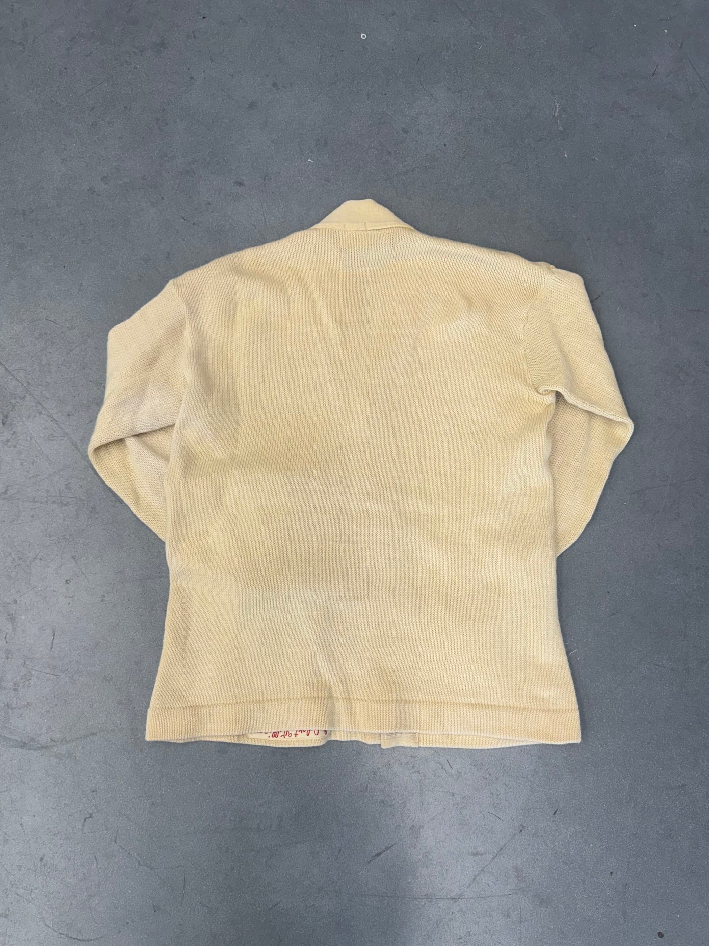 1940'S COLLEGE FOOTBALL 'W' PATCH CARDIGAN SWEATER (LOWE & CAMPBELL ATHLETIC GOODS CO TAG)