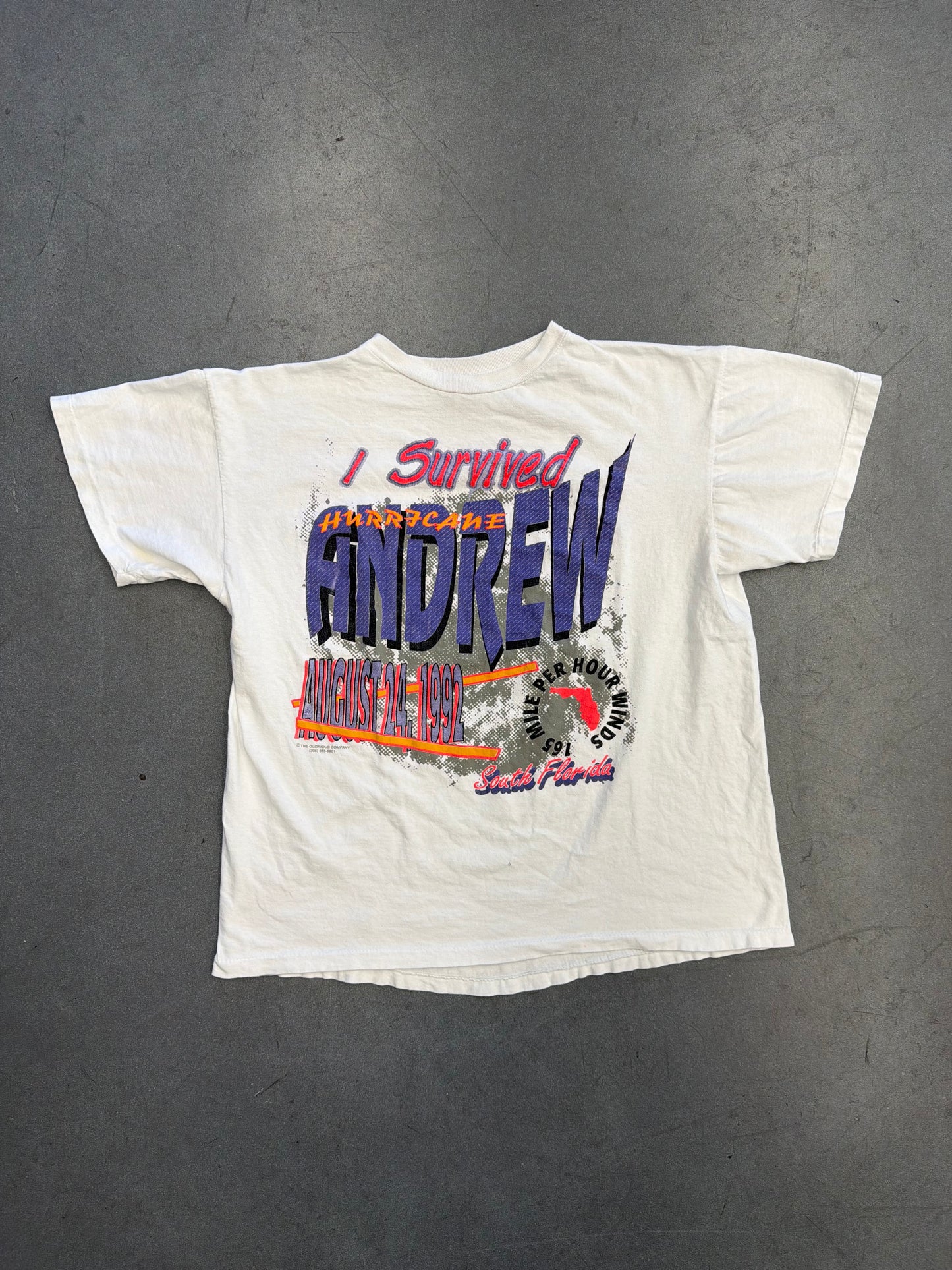 90'S "I SURVIVED HURRICANE ANDREW" TEE (CARIBBEAN DREAM TAG)