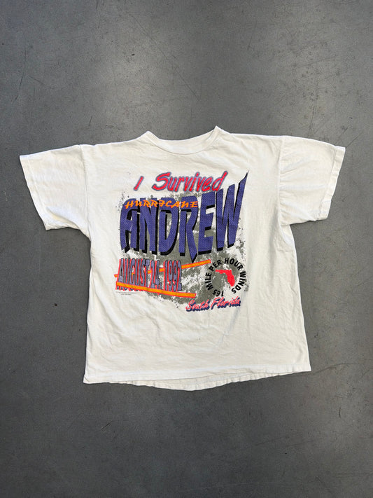 90'S "I SURVIVED HURRICANE ANDREW" TEE (CARIBBEAN DREAM TAG)