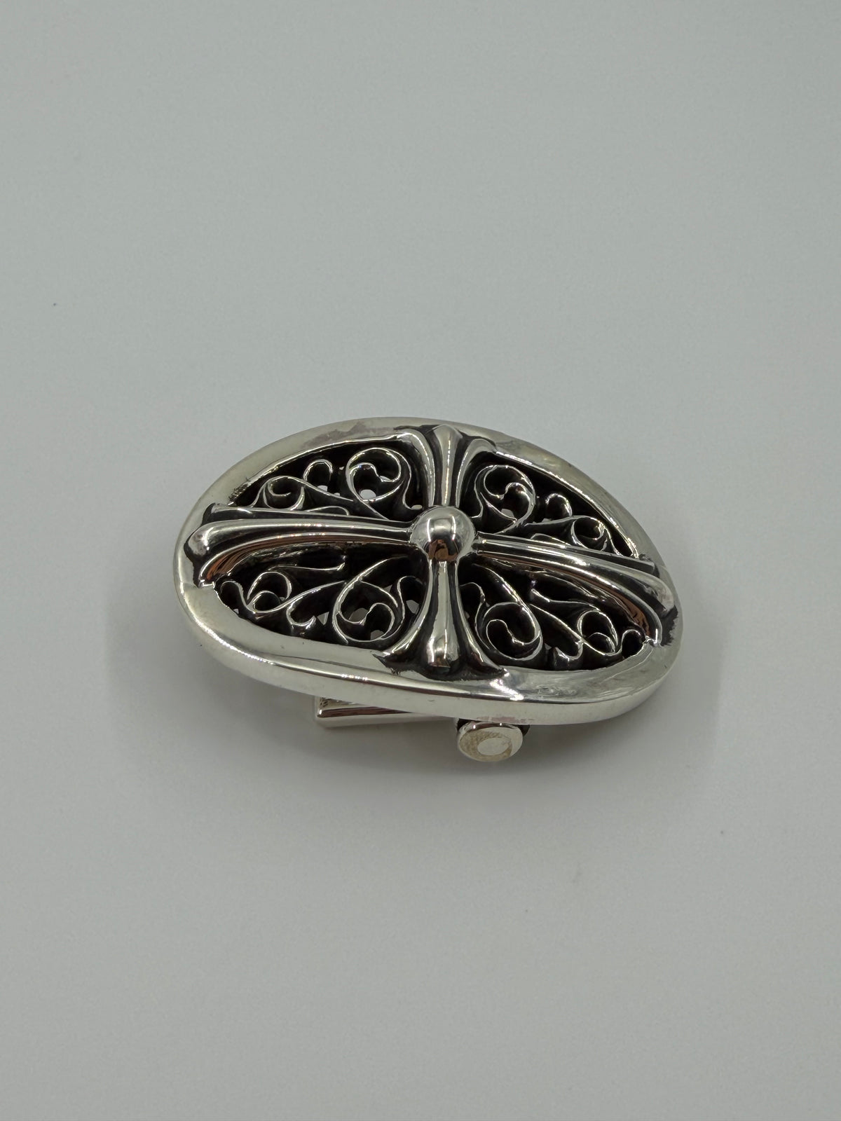 CHROME HEARTS 1" SMALL SILVER OVAL BUCKLE