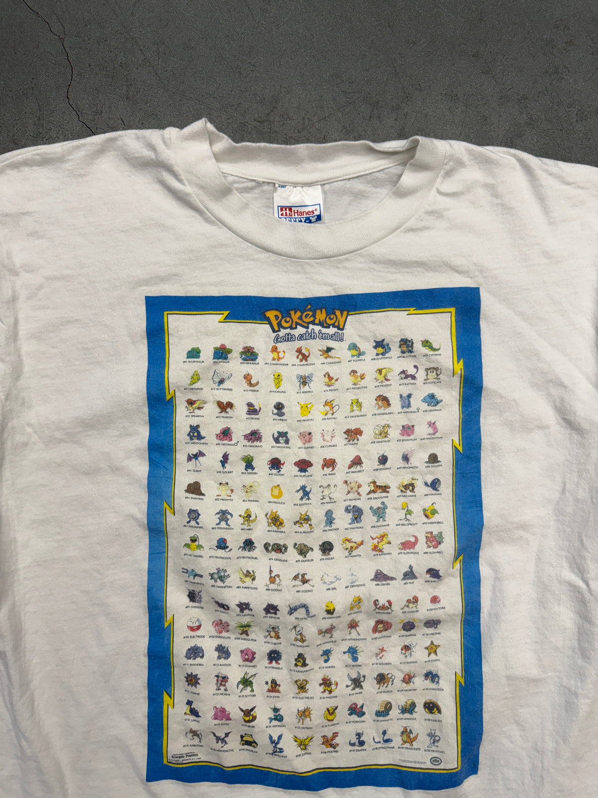 90S BOOTLEG POKEMON 151 KANTO POKEDEX TEE (HANES BEEFY TAG)