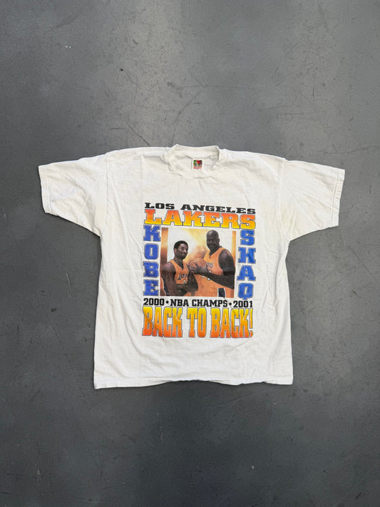 2000-01 LOS ANGELES LAKERS NBA CHAMPS BACK TO BACK! TEE (FOTL TAG)