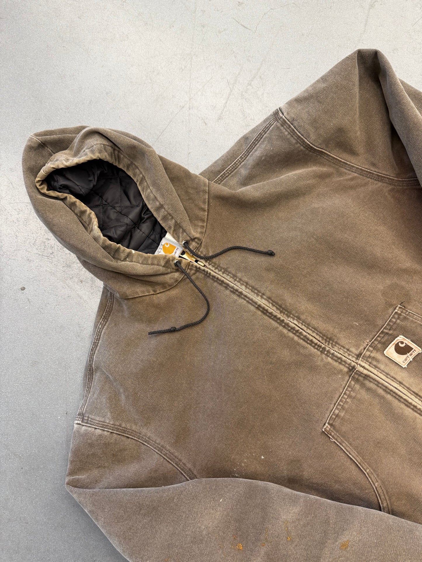 80'S CARHARTT INSULATED CANVAS HOODIE - GREEN (J06CHT 2XL)