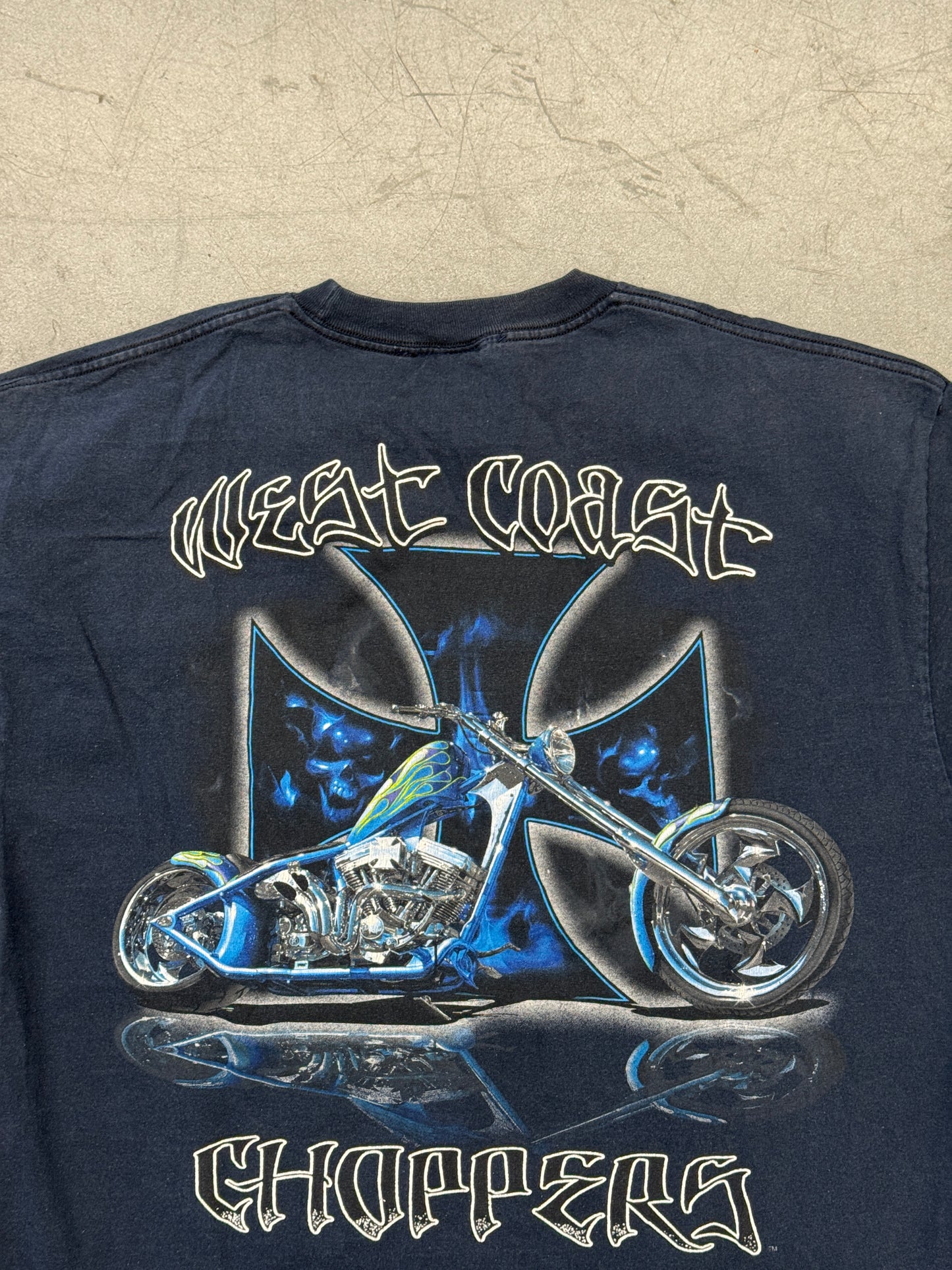 Y2K WEST COAST CHOPPERS SKULLS IRON CROSS MULLET TEE (CUT TAG)