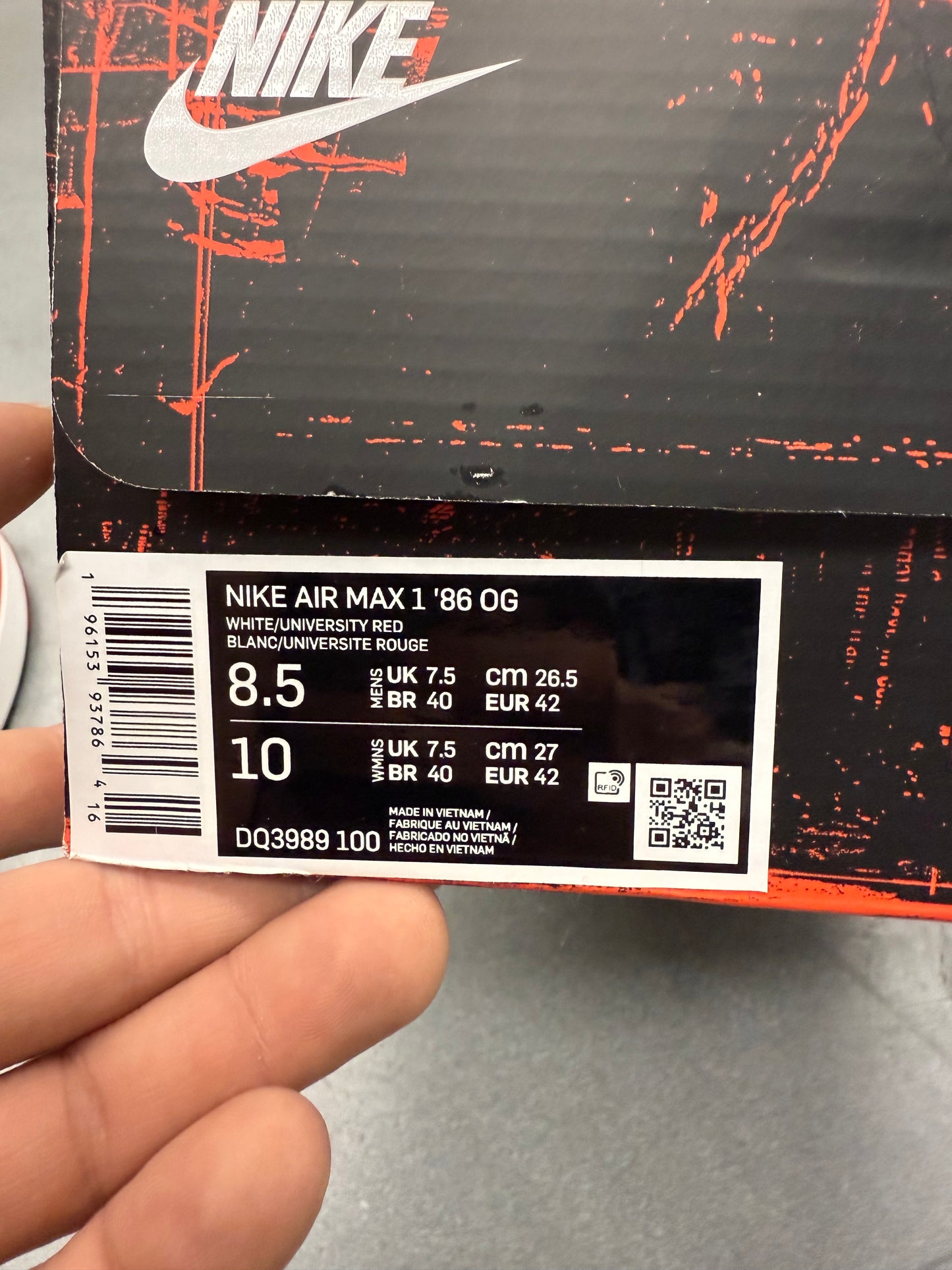 SS23 SIZE 8.5 NIKE AIR MAX 1 '86 OG BIG BUBBLE - SPORT RED