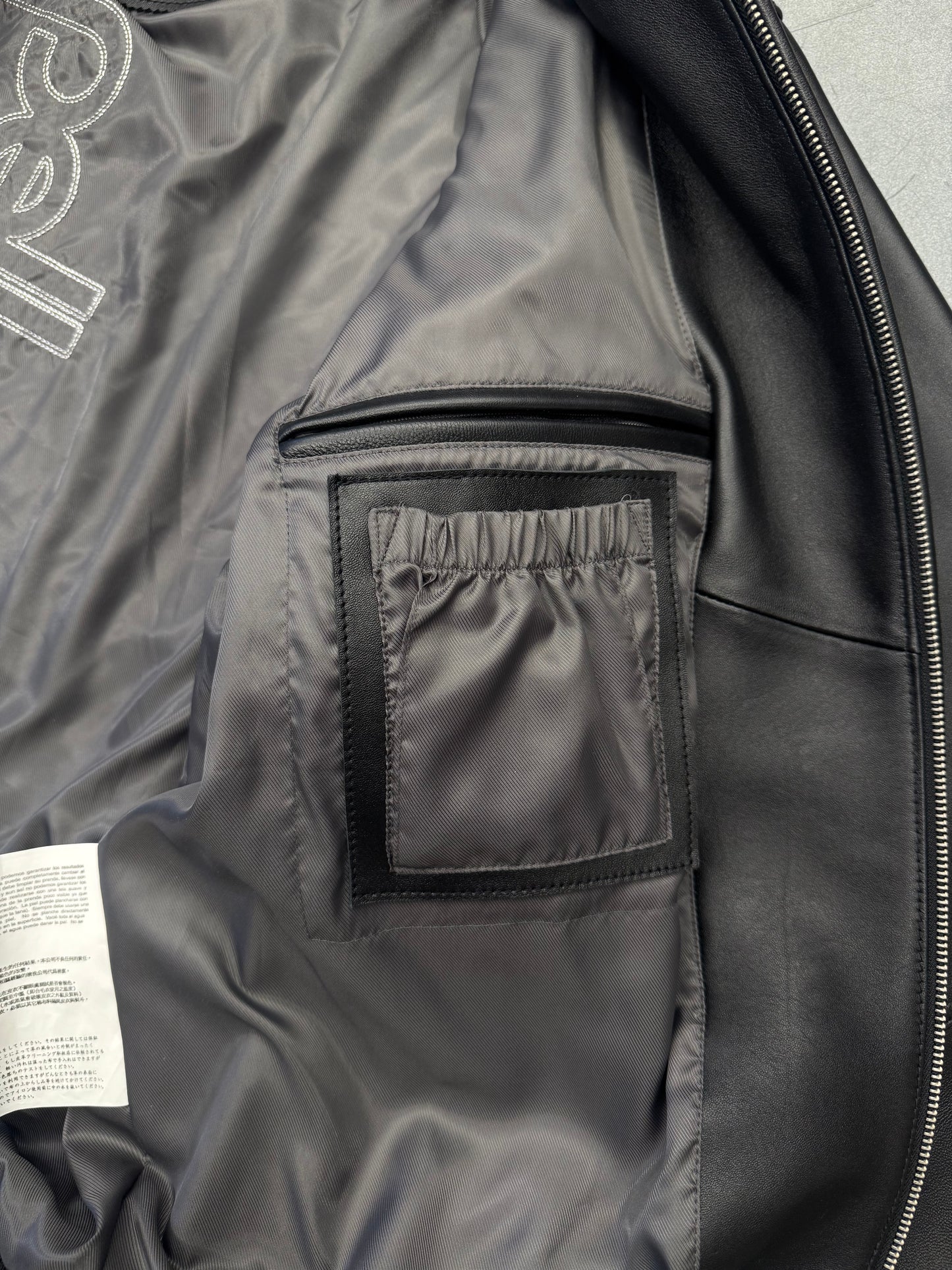 PELLEPELLE ROLLING LOUD RHINESTONE LEATHER VARSITY JACKET