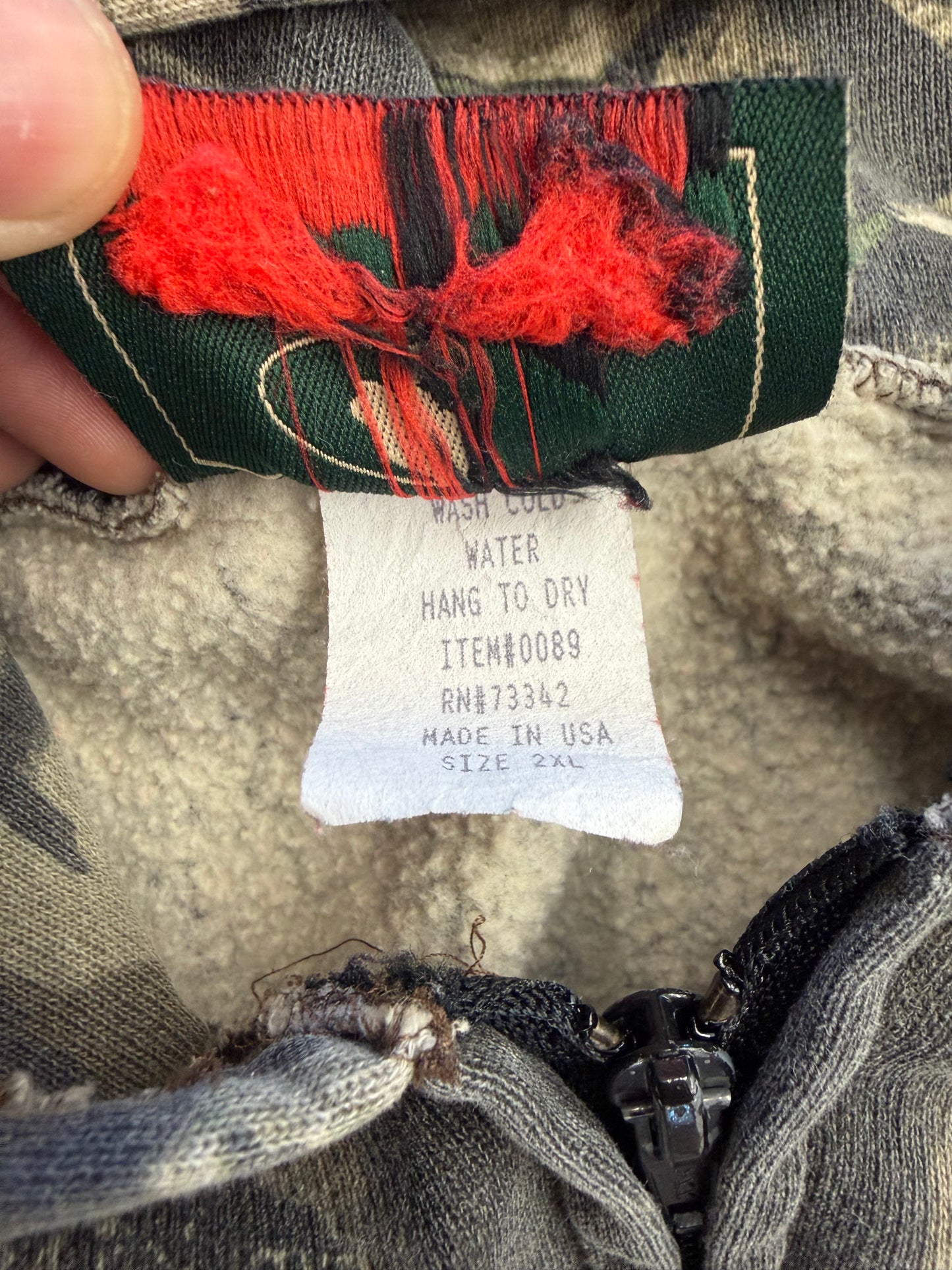 90'S MOSSY OAK FULL ZIP CAMO HOODIE (MADE IN USA TAG)