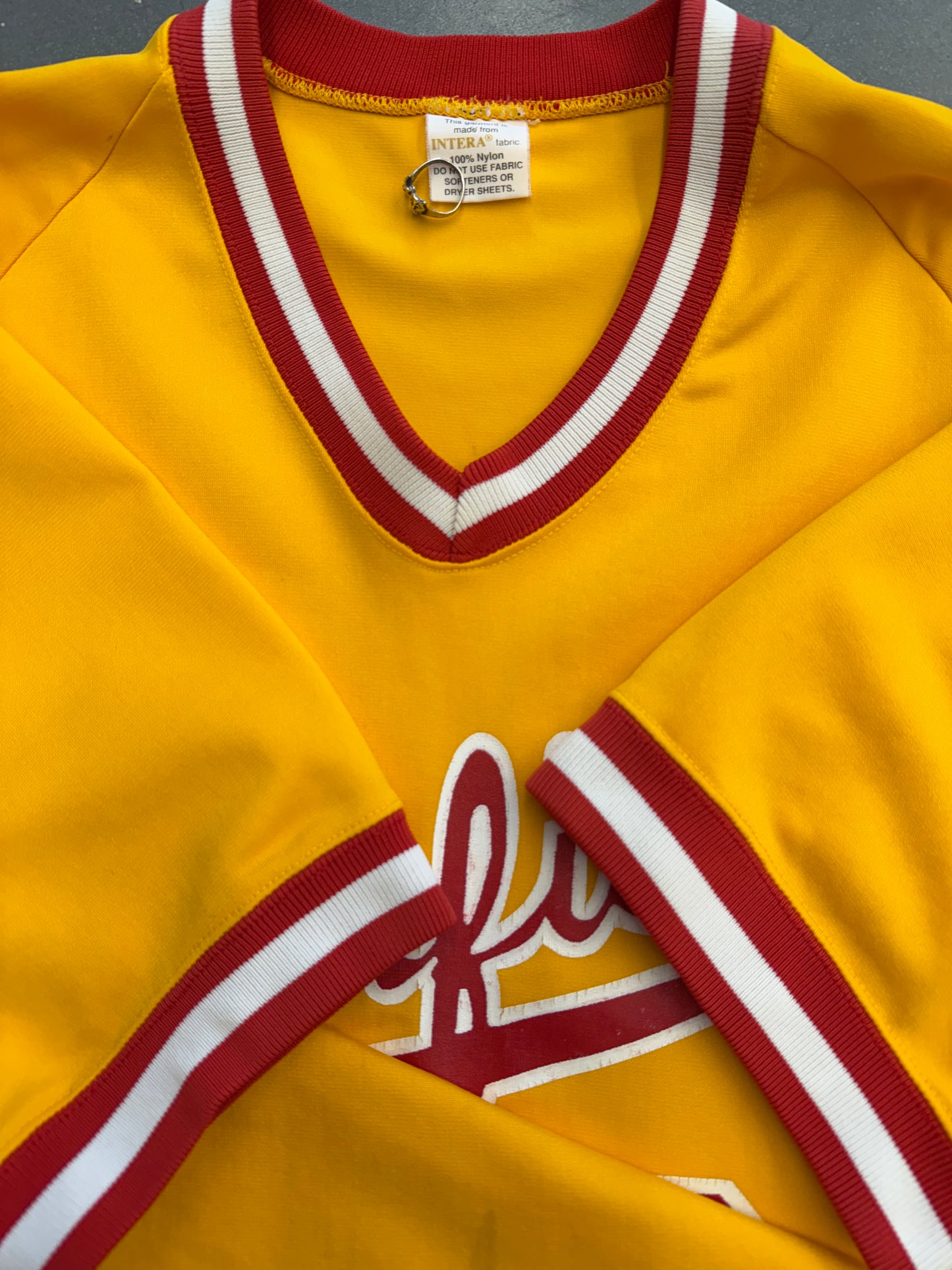 80S DEERFIELD RUSSELL ATHLETIC BASEBALL JERSEY V NECK