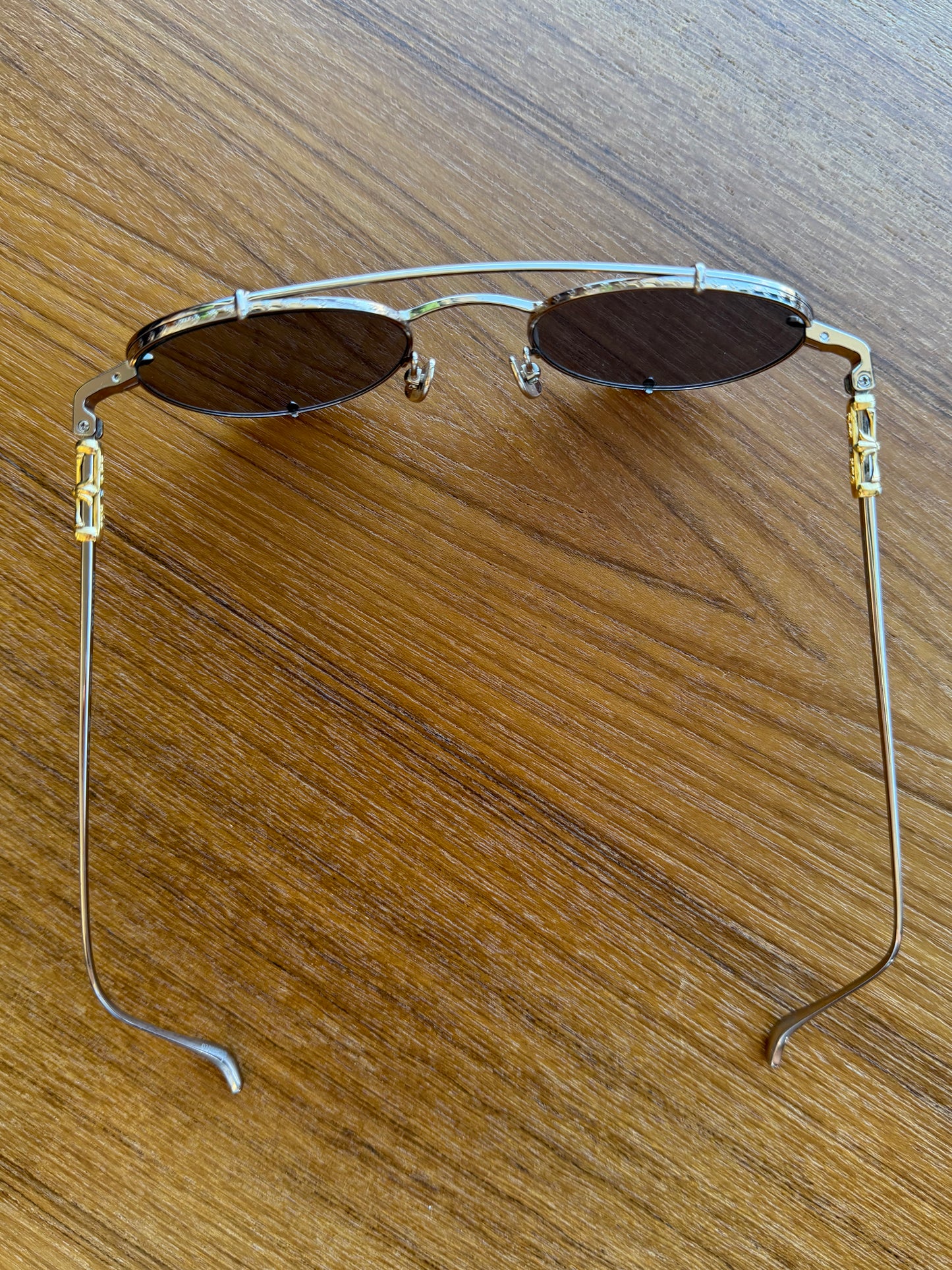 CHROME HEARTS ORALGAMI DOUBLE BRIDGE GOLD SUNGLASSES (PRE-OWNED WITH CASE)