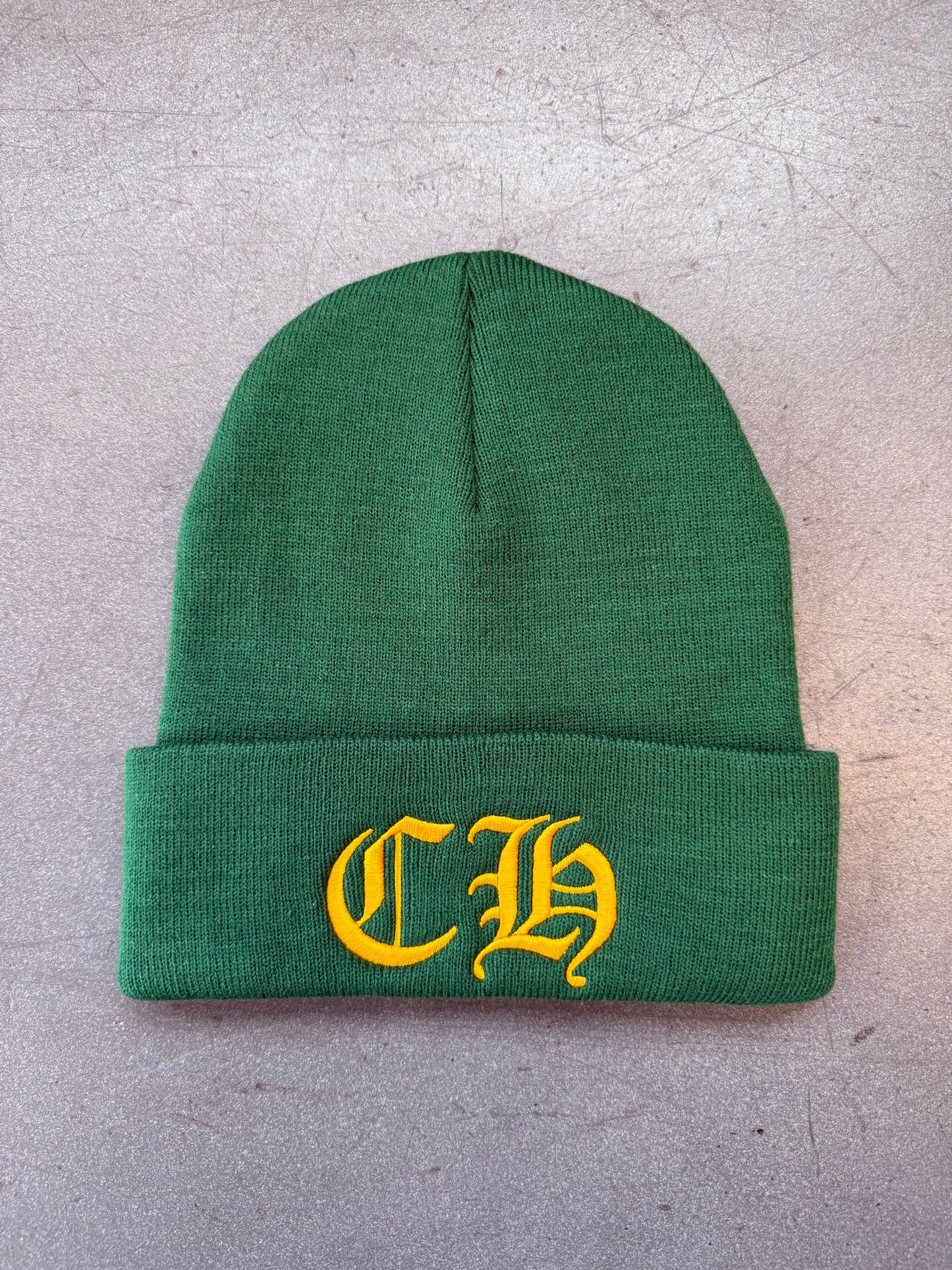 CHROME HEARTS WATCH CAP CH BEANIE - GREEN/YELLOW